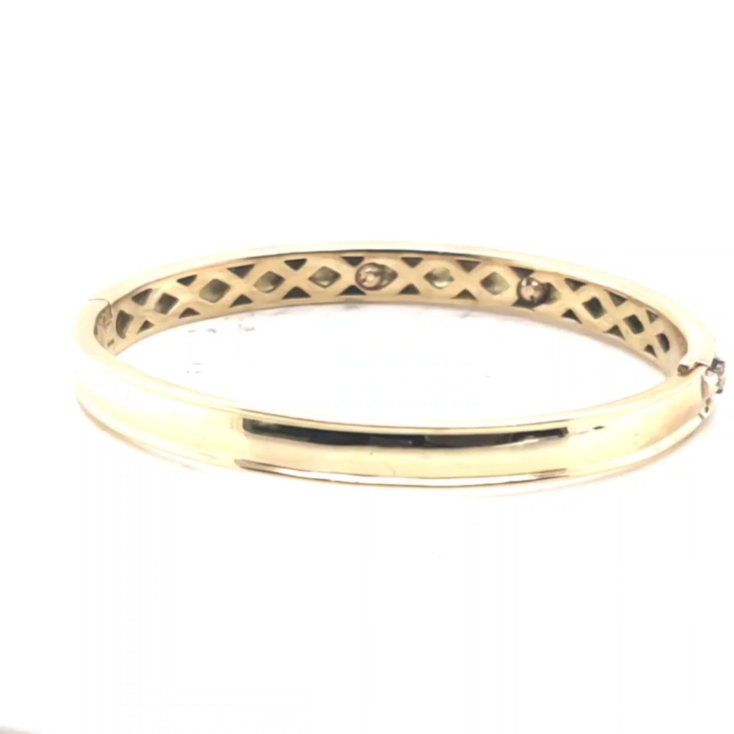 Bangle Bracelet 18K YG Blue Enamel and Diamonds
