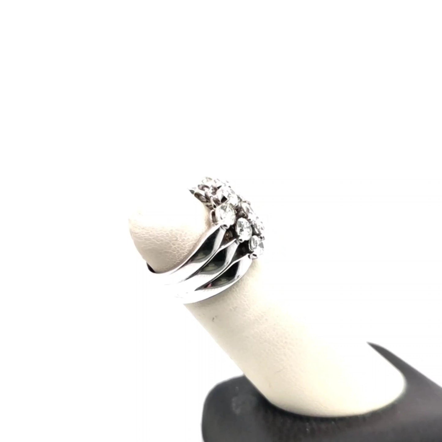 3 ROW DIAMOND RING 18K WHITE GOLD 3.12CTW