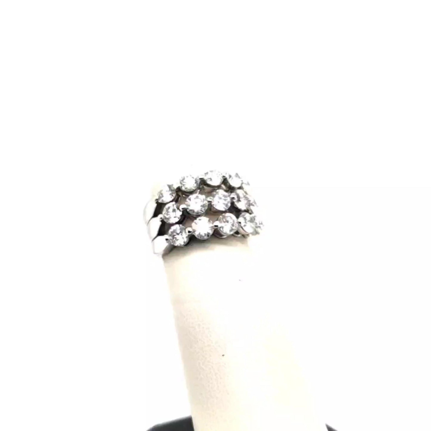 3 ROW DIAMOND RING 18K WHITE GOLD 3.12CTW