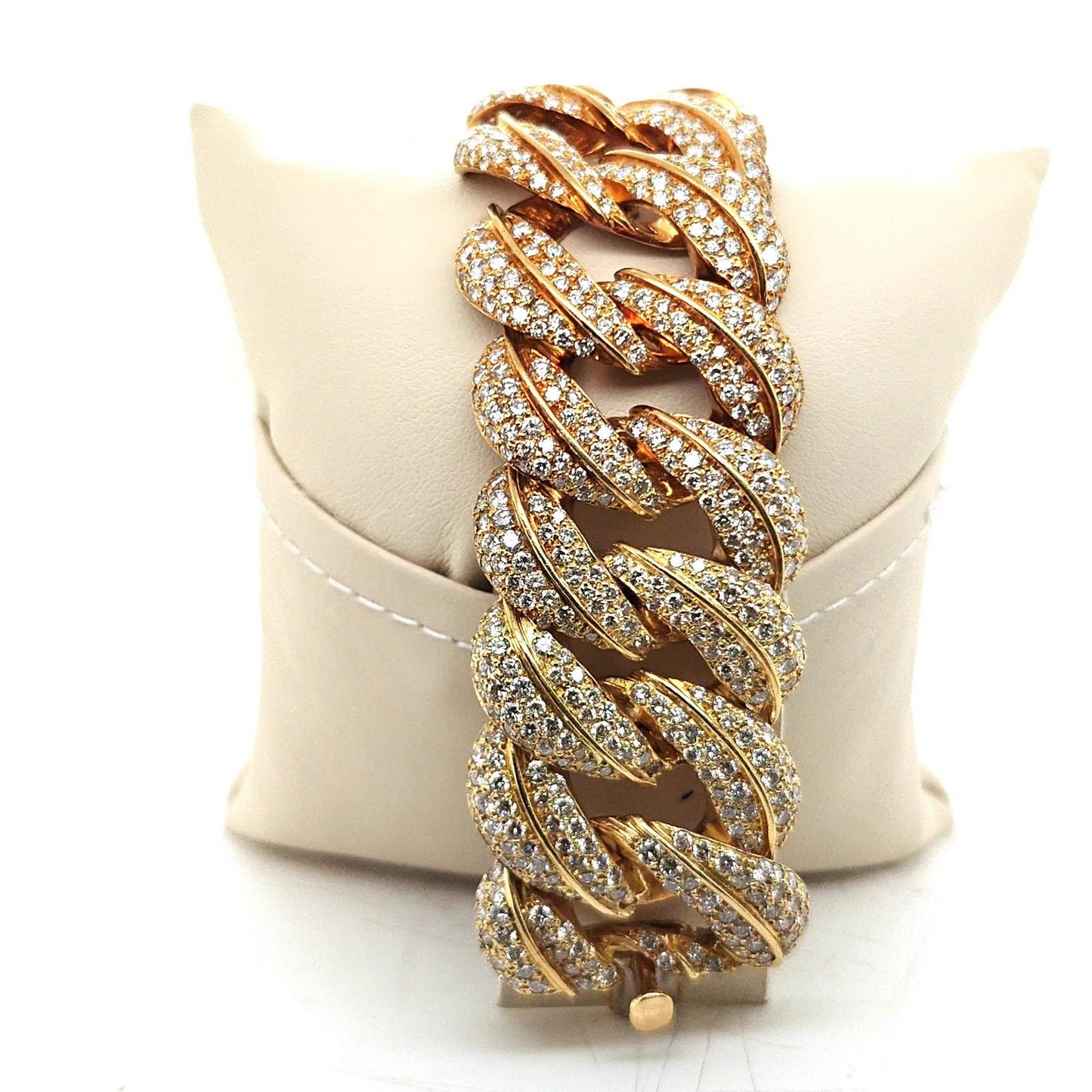 DIAMOND PAVE BRACELET 18K YELLOW GOLD WIDE HEAVY