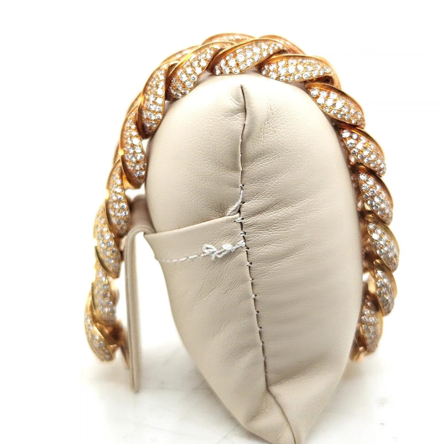 DIAMOND PAVE BRACELET 18K YELLOW GOLD WIDE HEAVY