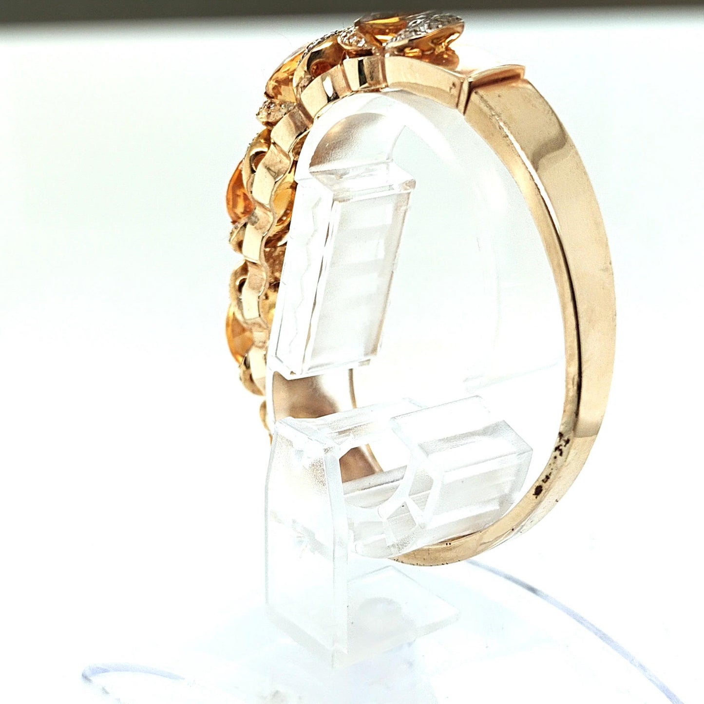 18KT YELLOW GOLD CITRIN AND DIAMONDS BANGLE