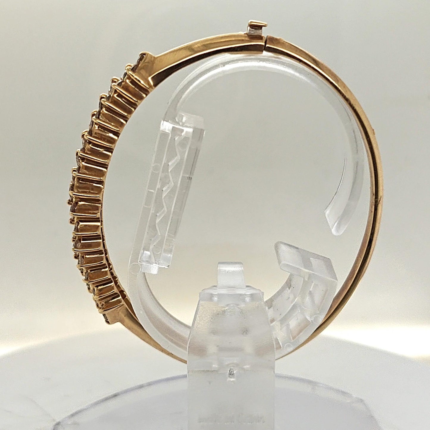 BANGLE BRACELET 14KT YELLOW GOLD 3 ROWS OF DIAMONDS