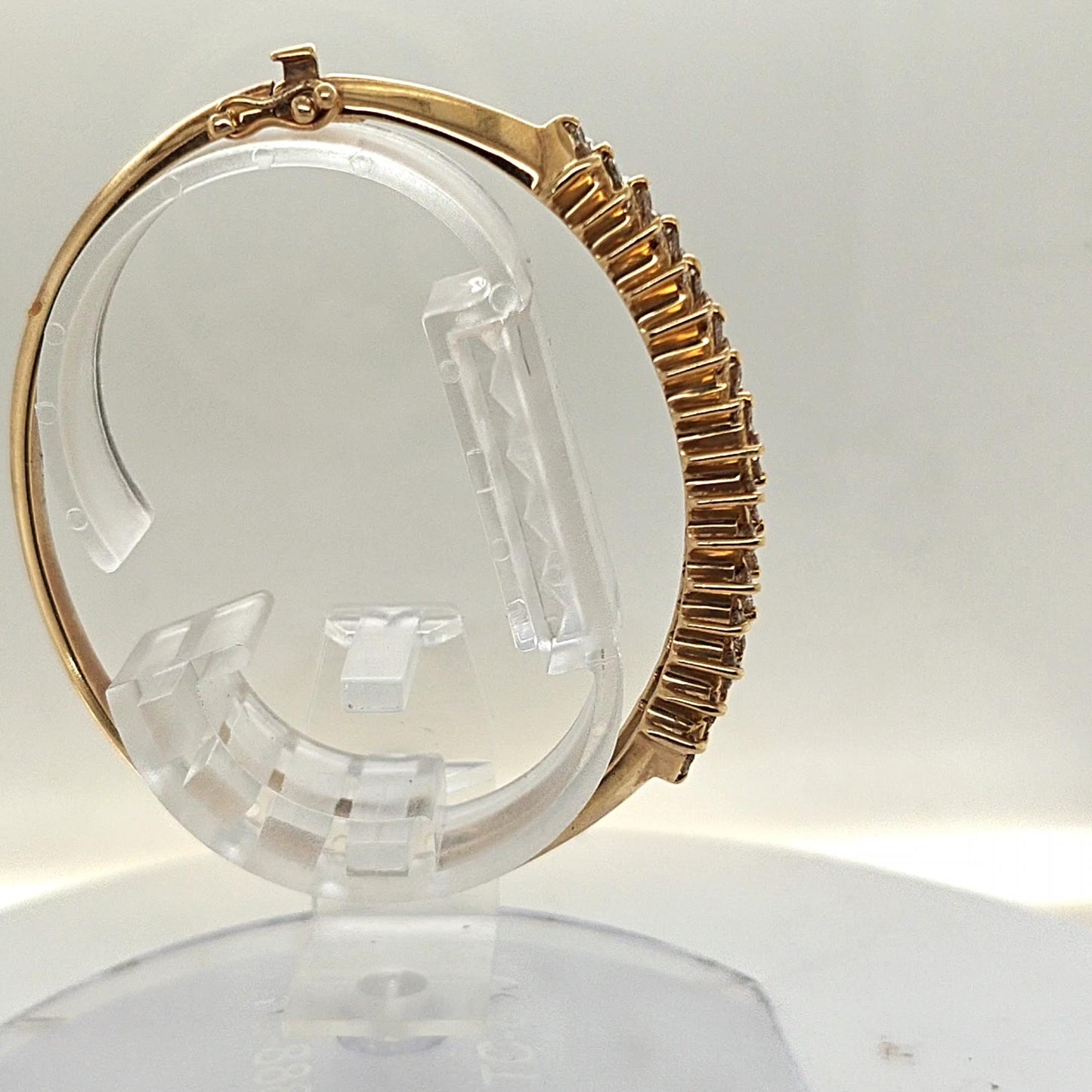 BANGLE BRACELET 14KT YELLOW GOLD 3 ROWS OF DIAMONDS