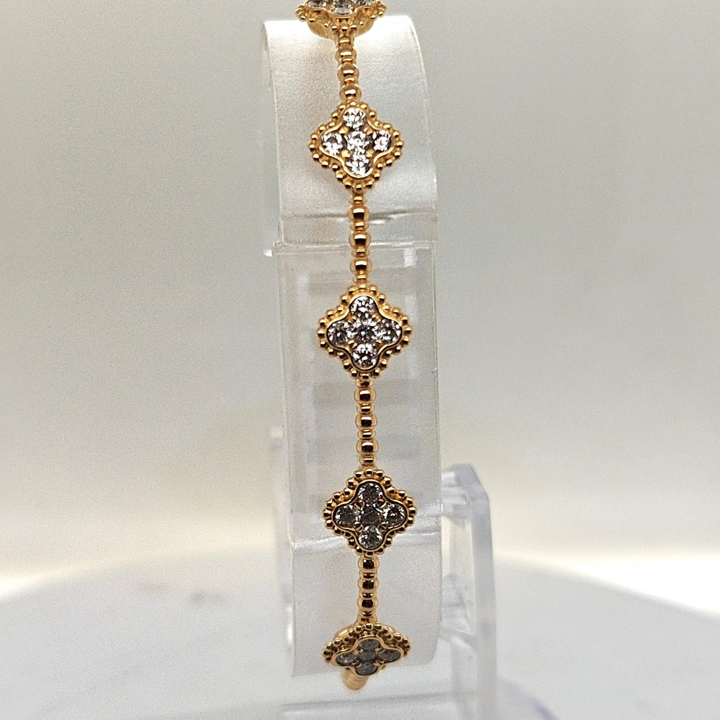 BANGLE BRACELET 1.00CT FLEXIBLE 18KT YELLOW GOLD 5 CLUSTERS OF DIAMONDS
