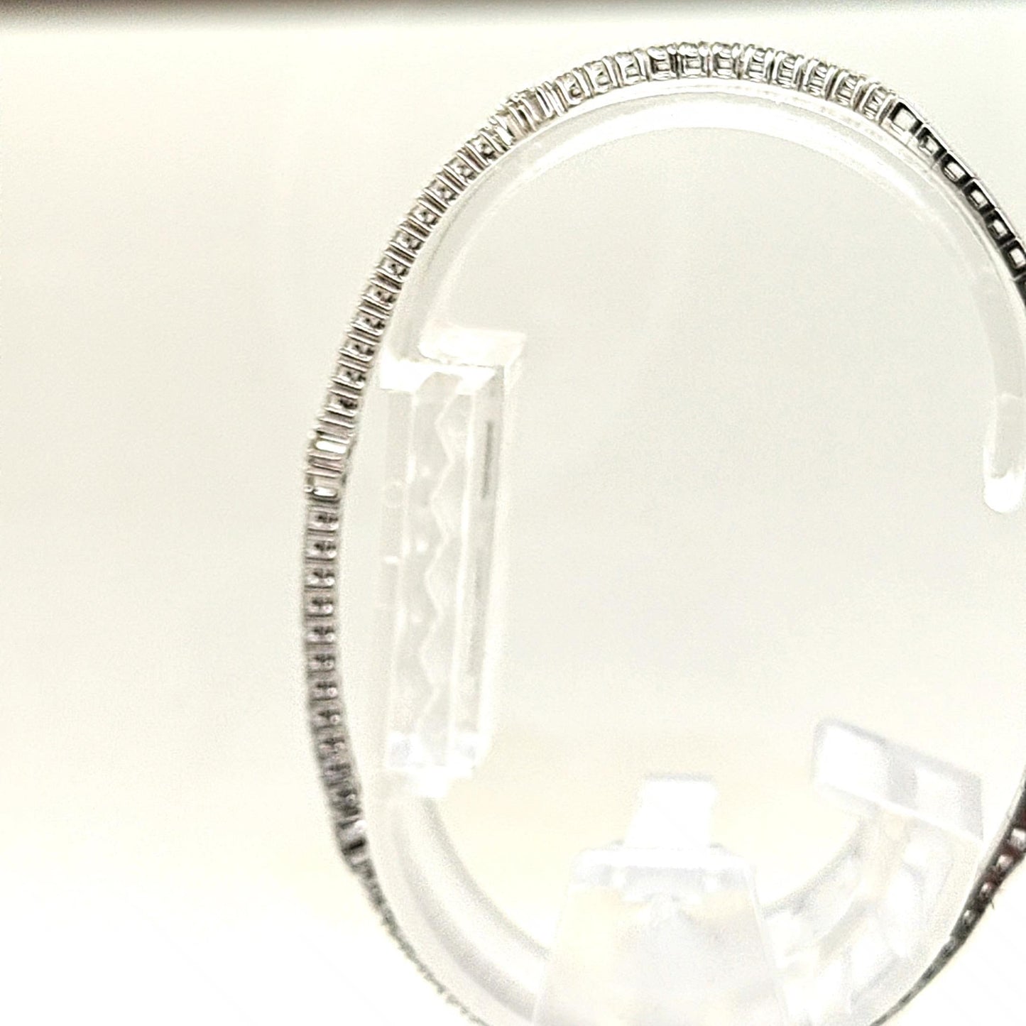 BANGLE BRACELET FLEXIBLE 3 CLUSTER DIAMOND 14KT WHITE GOLD