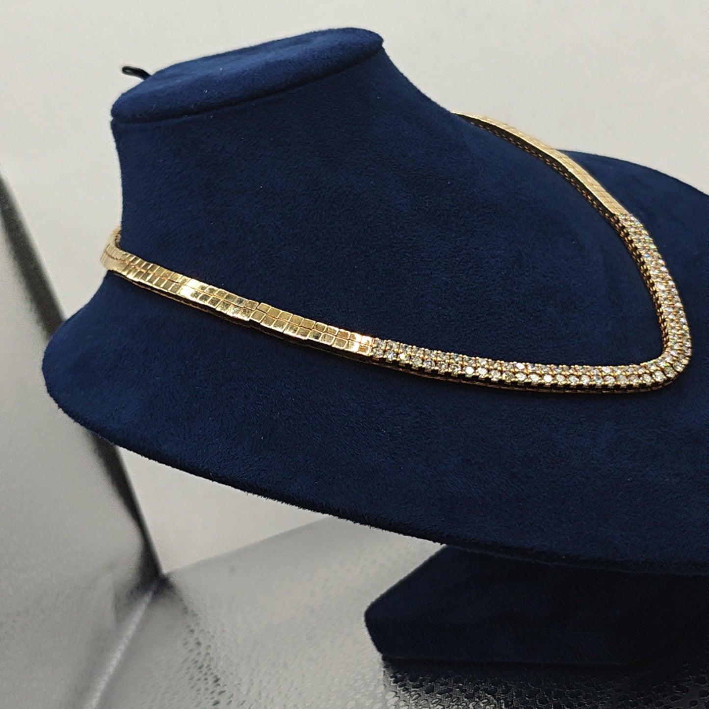 TWO ROW DIAMOND NECKLACE YELLOW GOLD