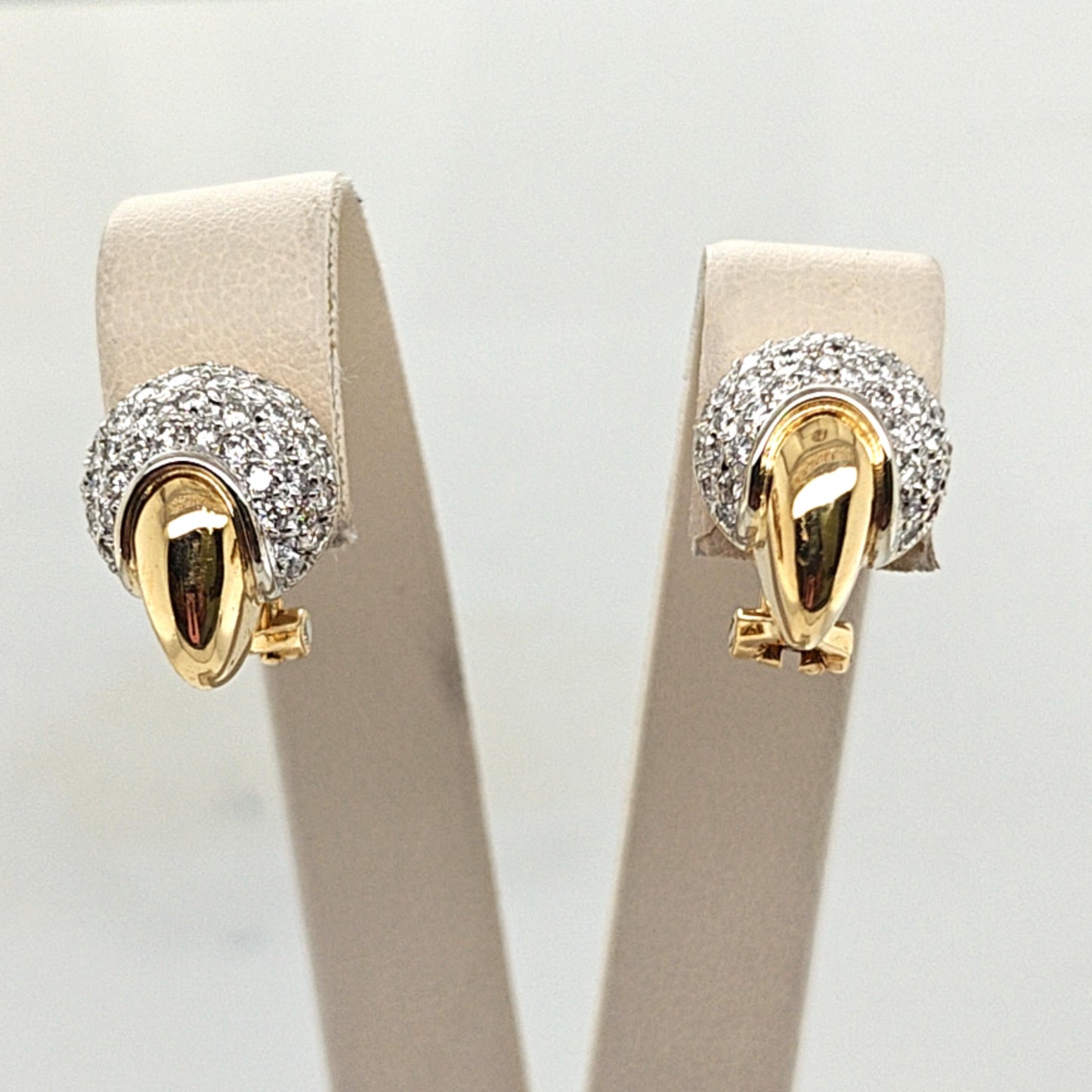 CHIMENTO DIAMOND EARRINGS YELLOW & WHITE GOLD 1.65CTW