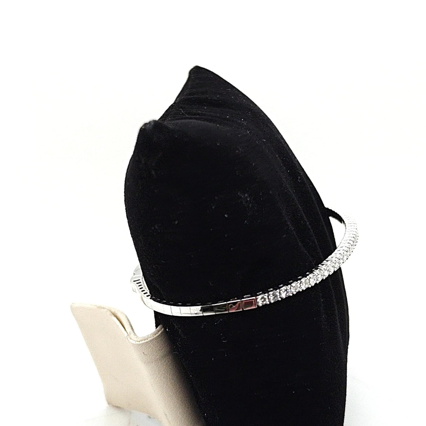 DIAMOND BANGLE BRACELET FLEXIBLE WHITE GOLD 1.08CT