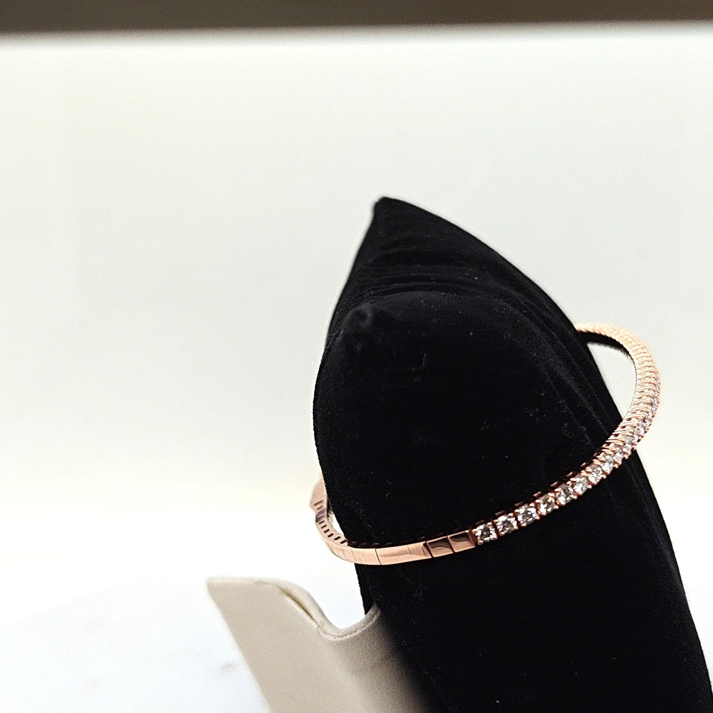 DIAMOND BANGLE TENNIS BRACELET FLEXIBLE ROSE GOLD 1.08CT