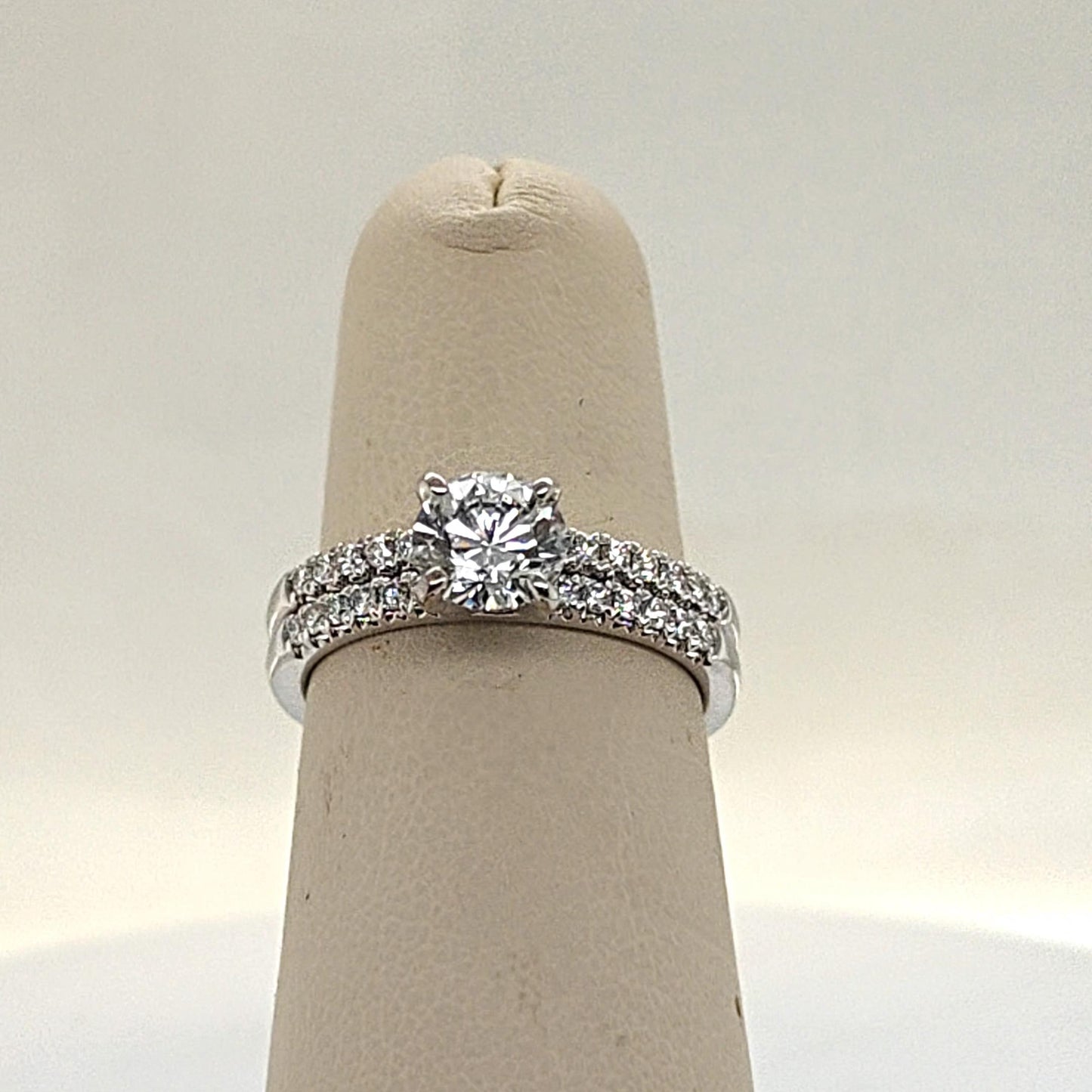 DIAMOND ENGAGEMENT RING SET WITH 1.01CT ROUND GIA D-SI2 WHITE GOLD