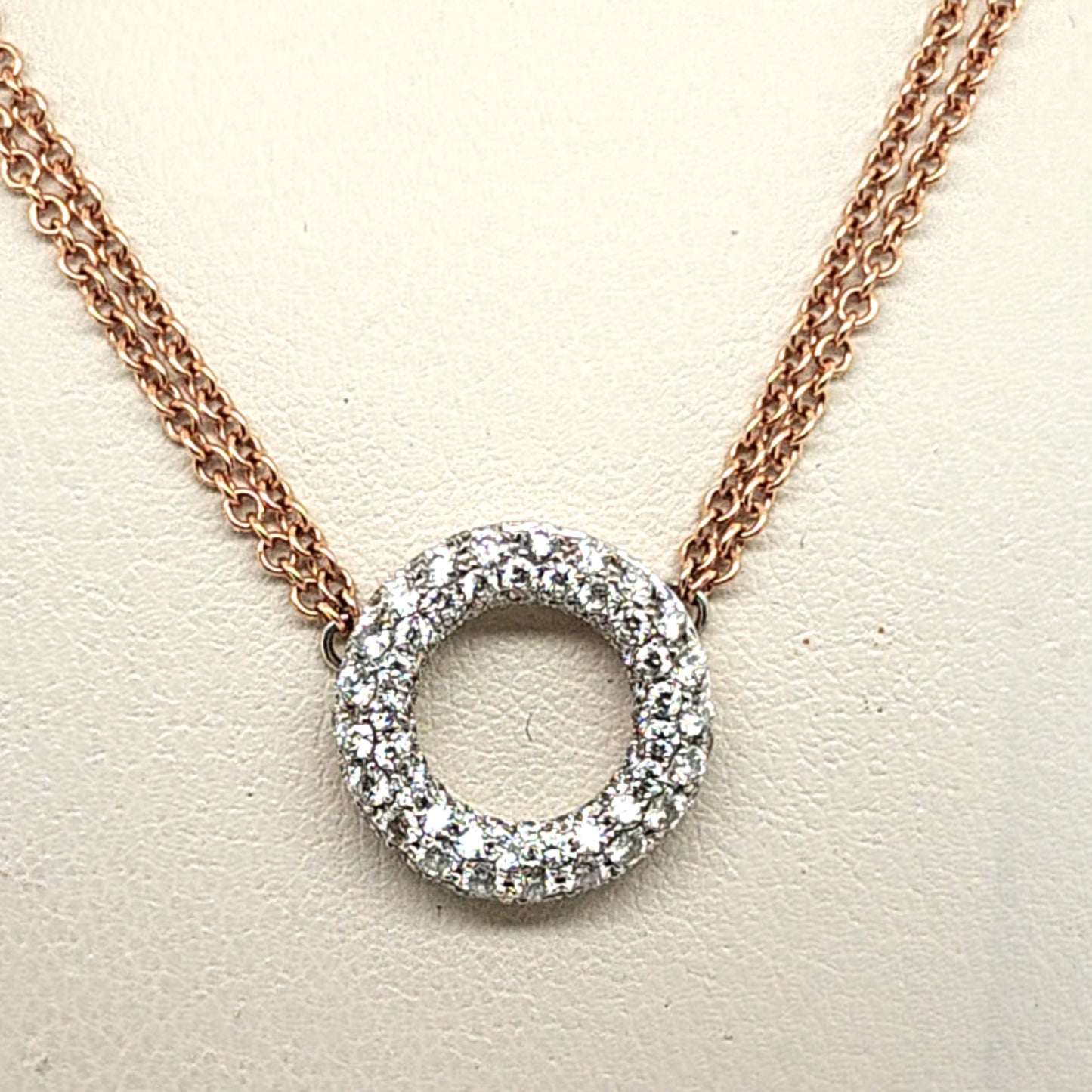 14kt rose gold diamonds circle pendant