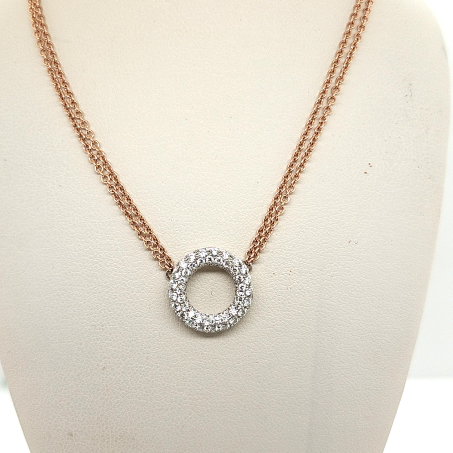 14kt rose gold diamonds circle pendant