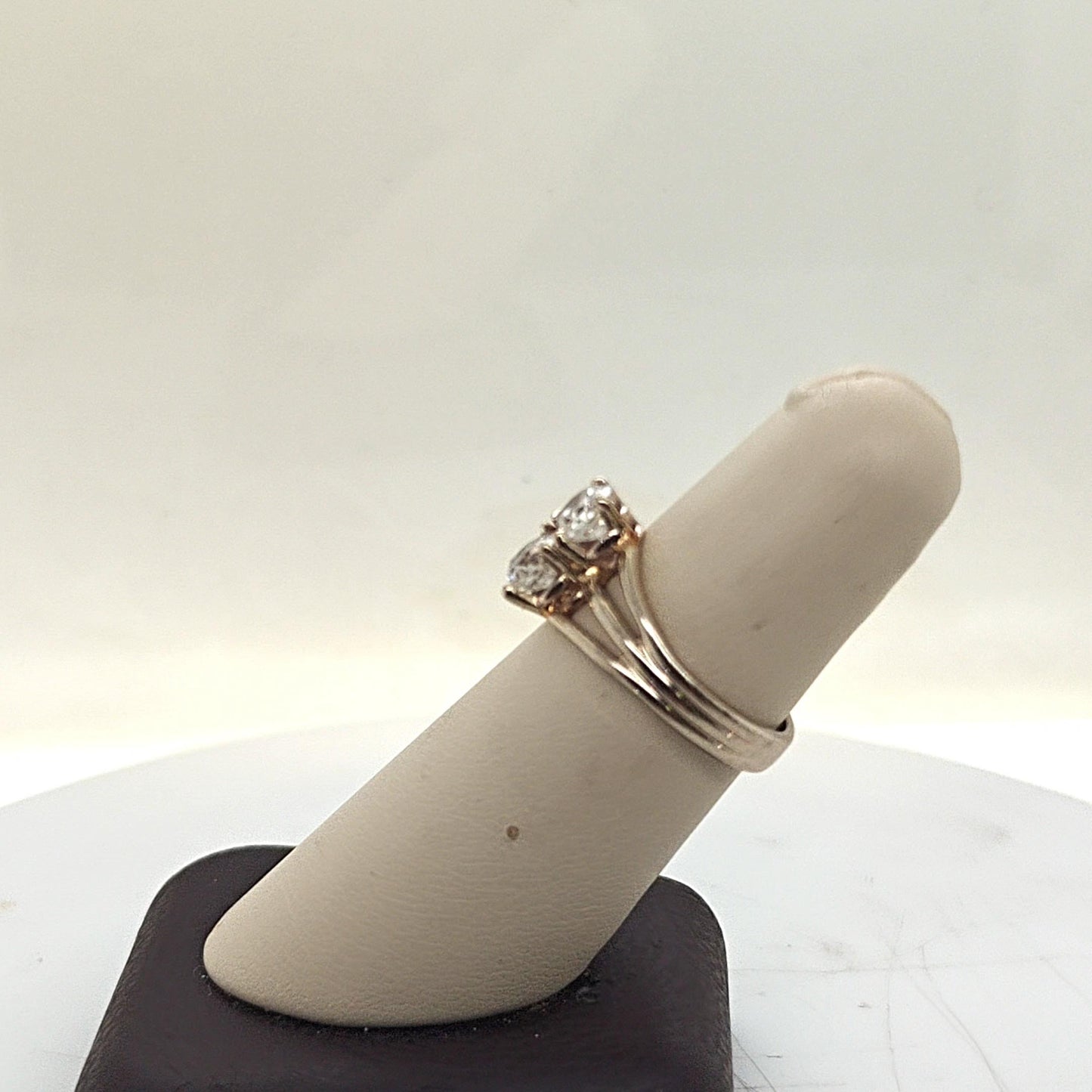DIAMOND RING TWO STONE OLD MINE CUT 1.2CT WHITE GOLD