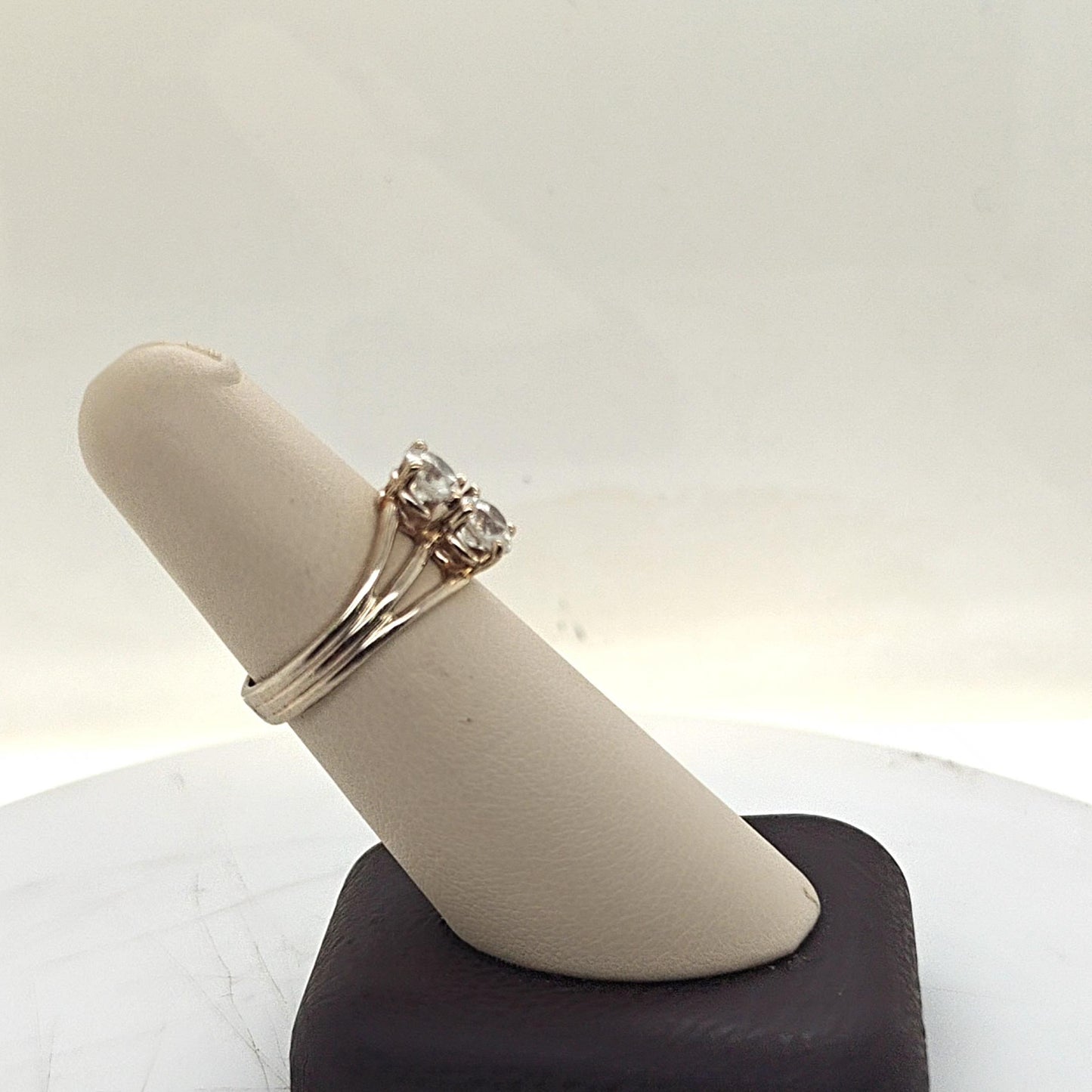 DIAMOND RING TWO STONE OLD MINE CUT 1.2CT WHITE GOLD