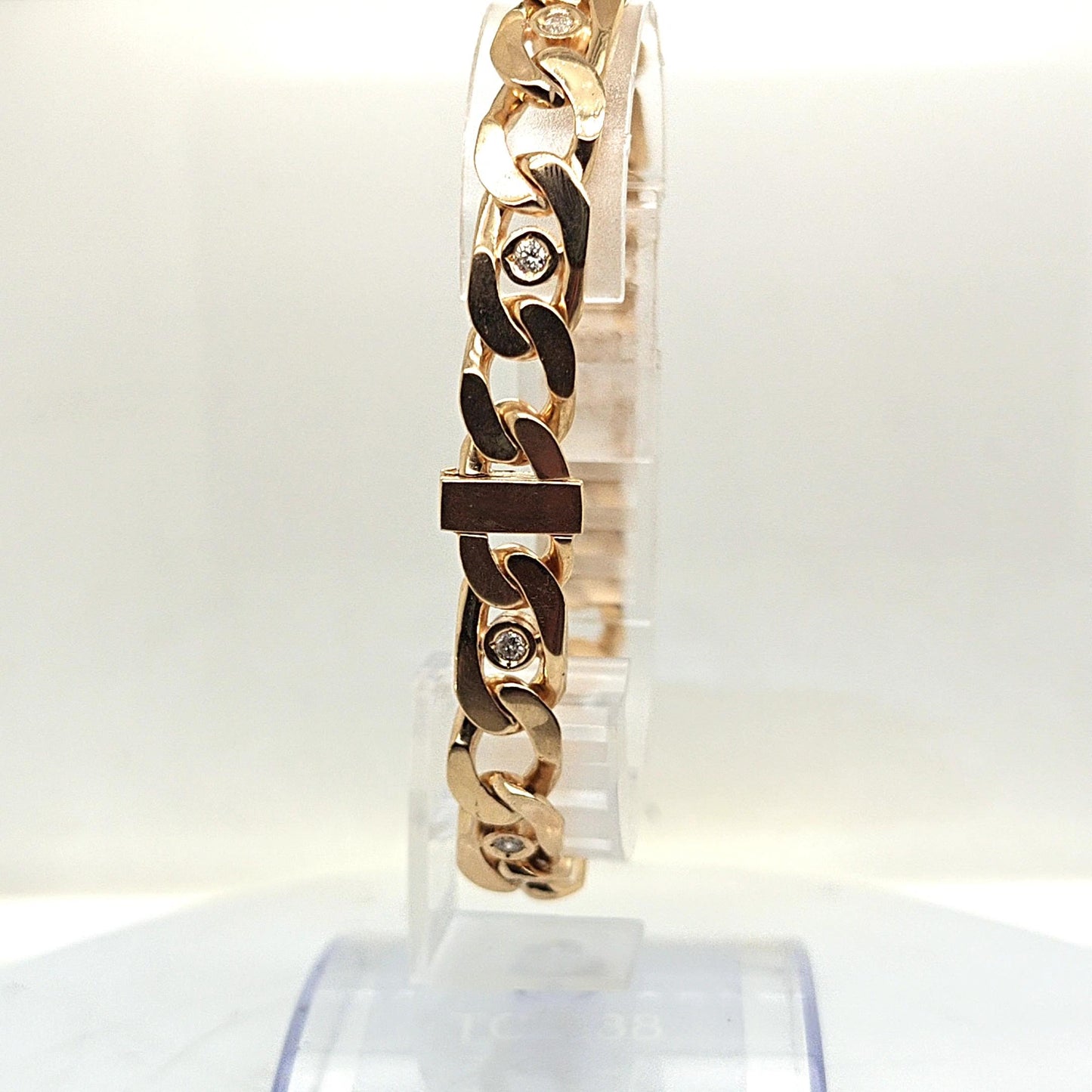 GOLD AND DIAMOND MENS LINK BRACELET YELLOW GOLD