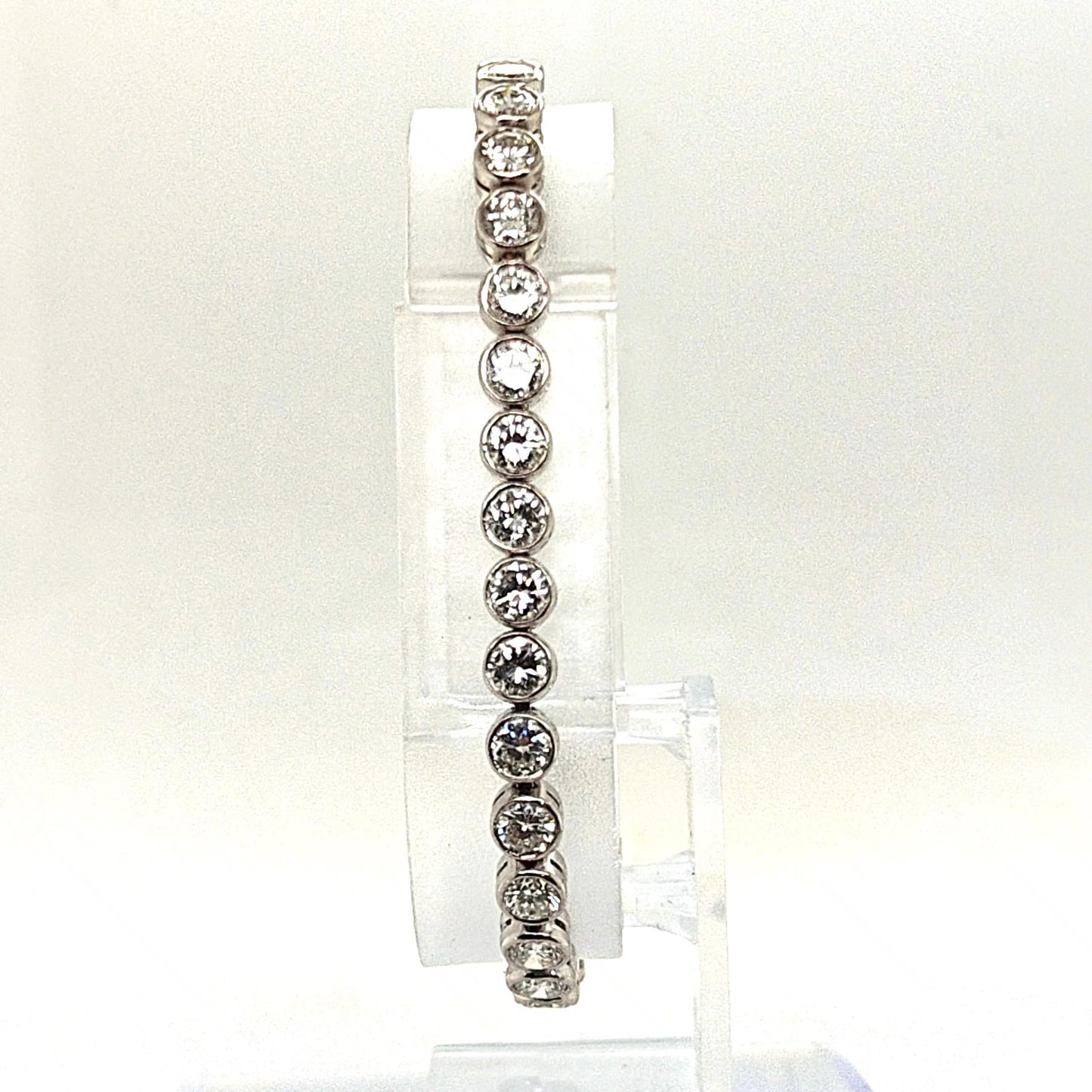 DIAMOND TENNIS BRACELET BEZEL SET 7.56CT WHITE GOLD