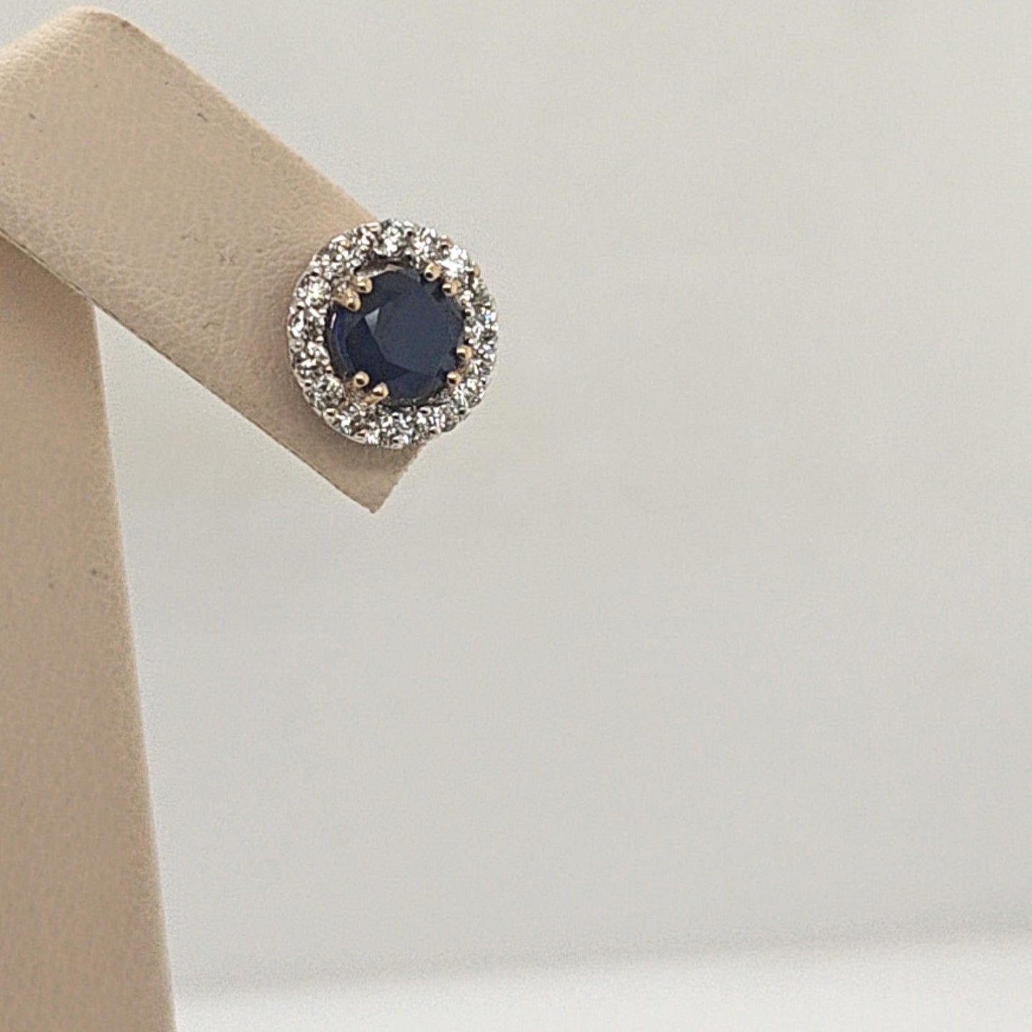 SAPPHIRE AND DIAMOND CLUSTER EARRINGS WHITE GOLD