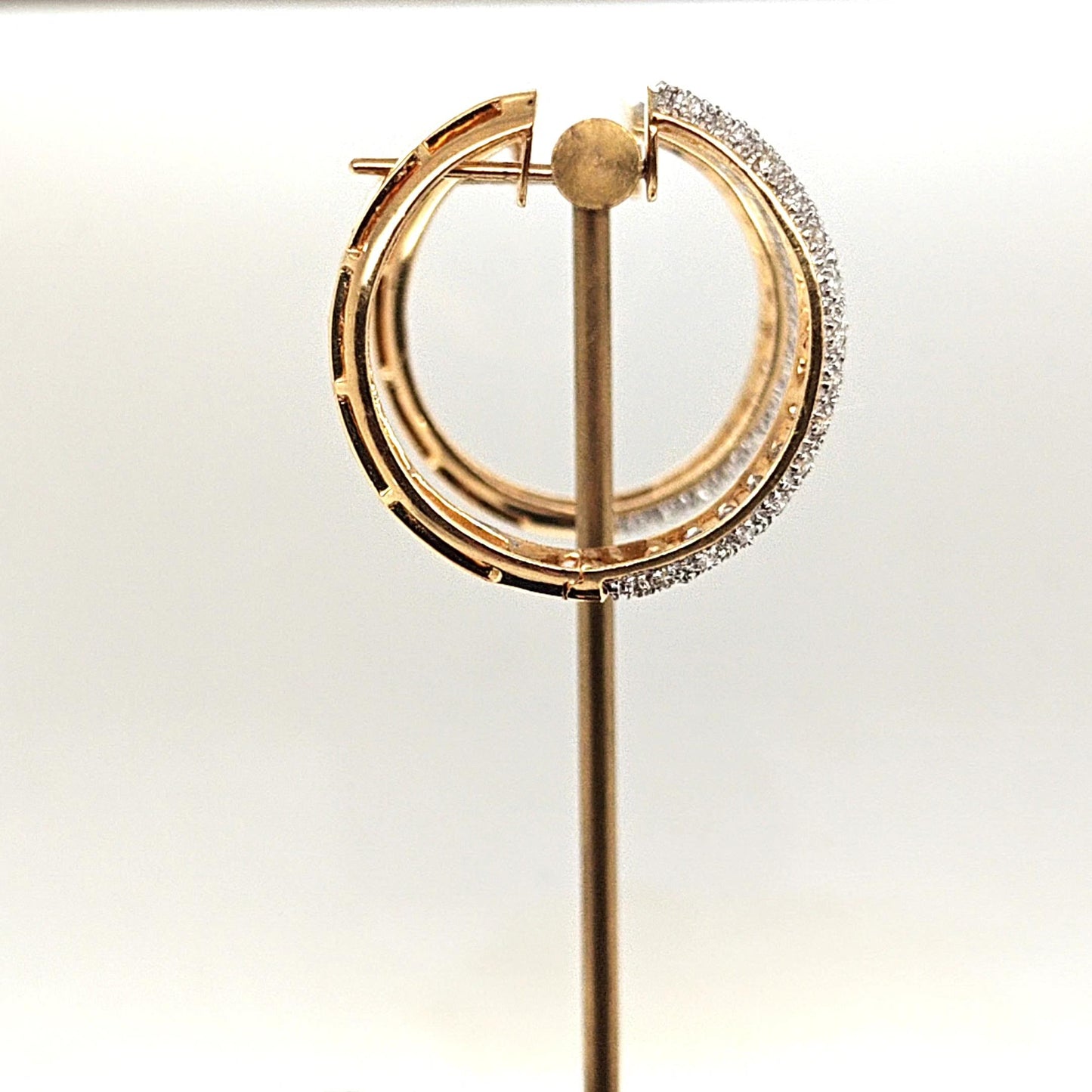 DIAMOND PAVE HOOP EARRINGS 2.24CT YELLOW GOLD