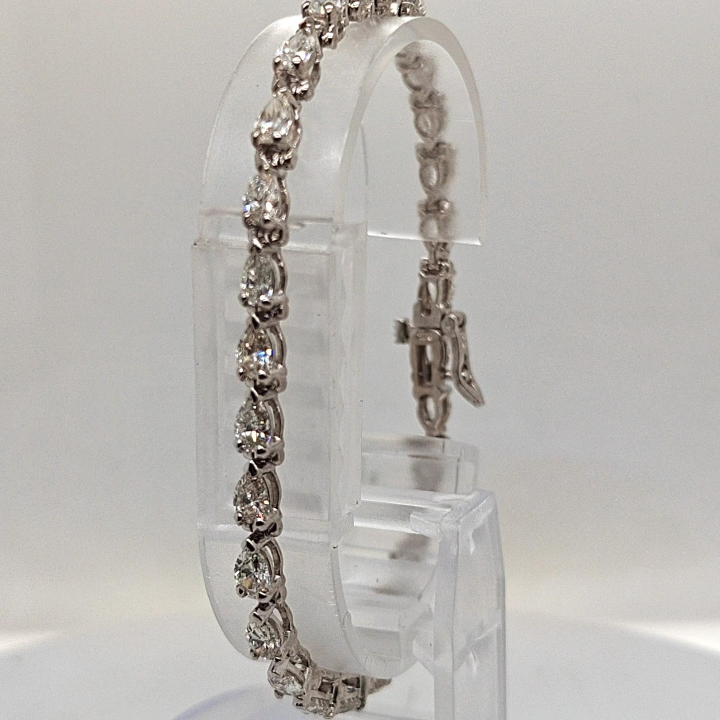 DIAMOND PEAR SHAPE TENNIS BRACELET WHITE GOLD 6.7CT