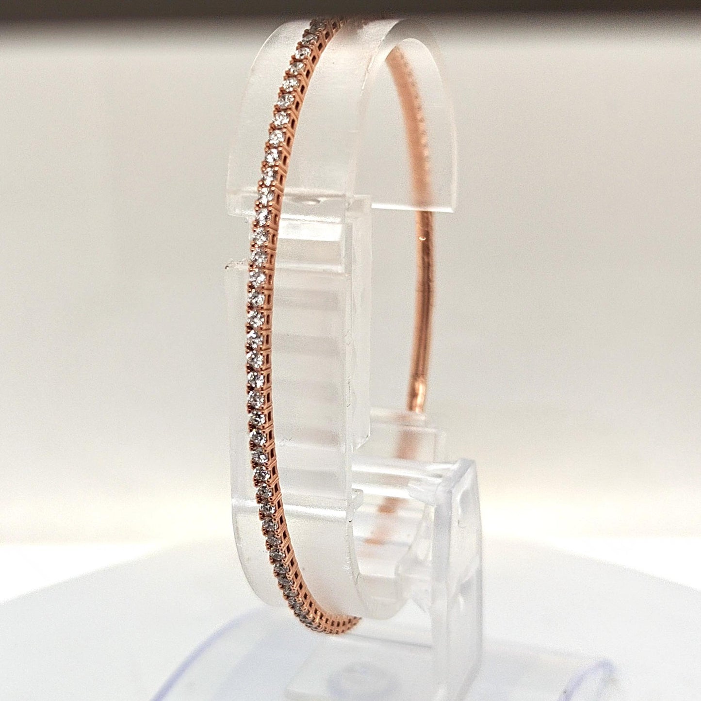 DIAMOND BANGLE TENNIS BRACELET FLEXIBLE ROSE GOLD 2.15CT