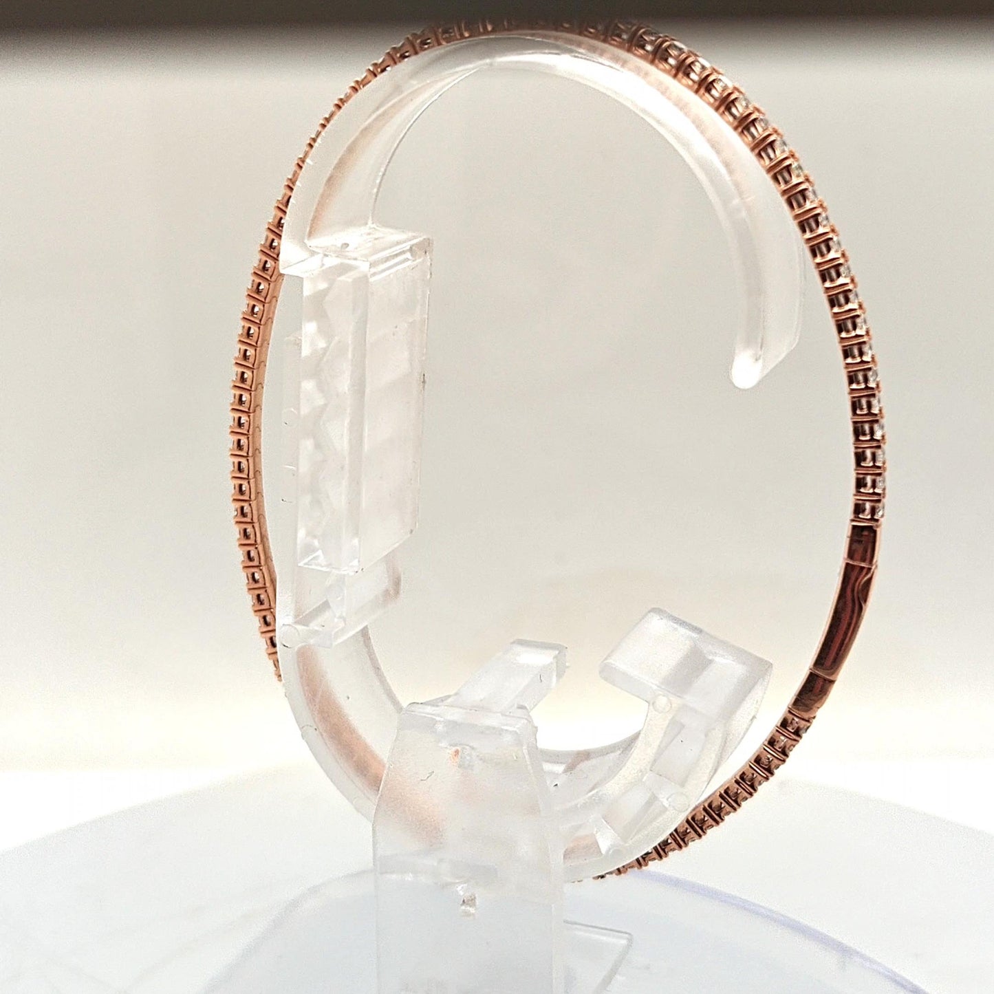 DIAMOND BANGLE TENNIS BRACELET FLEXIBLE ROSE GOLD 2.15CT