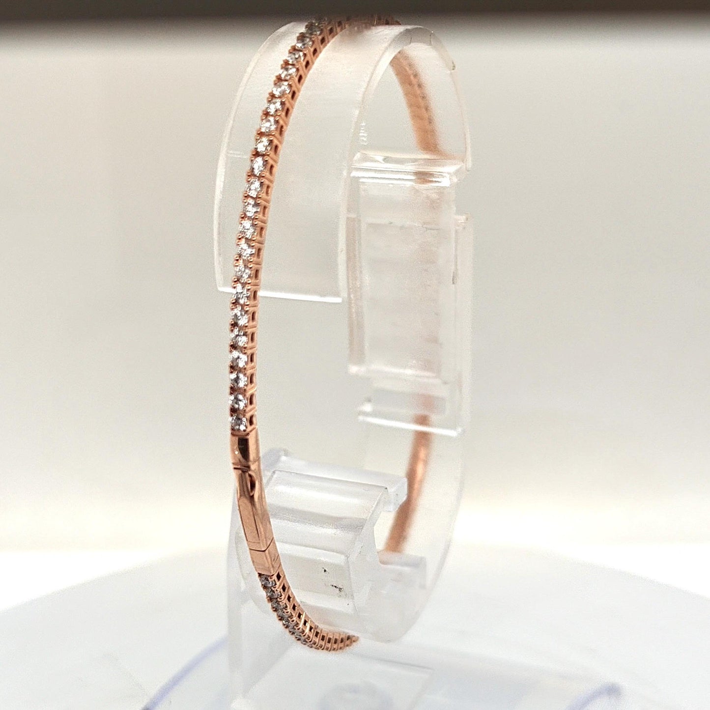 DIAMOND BANGLE TENNIS BRACELET FLEXIBLE ROSE GOLD 2.15CT
