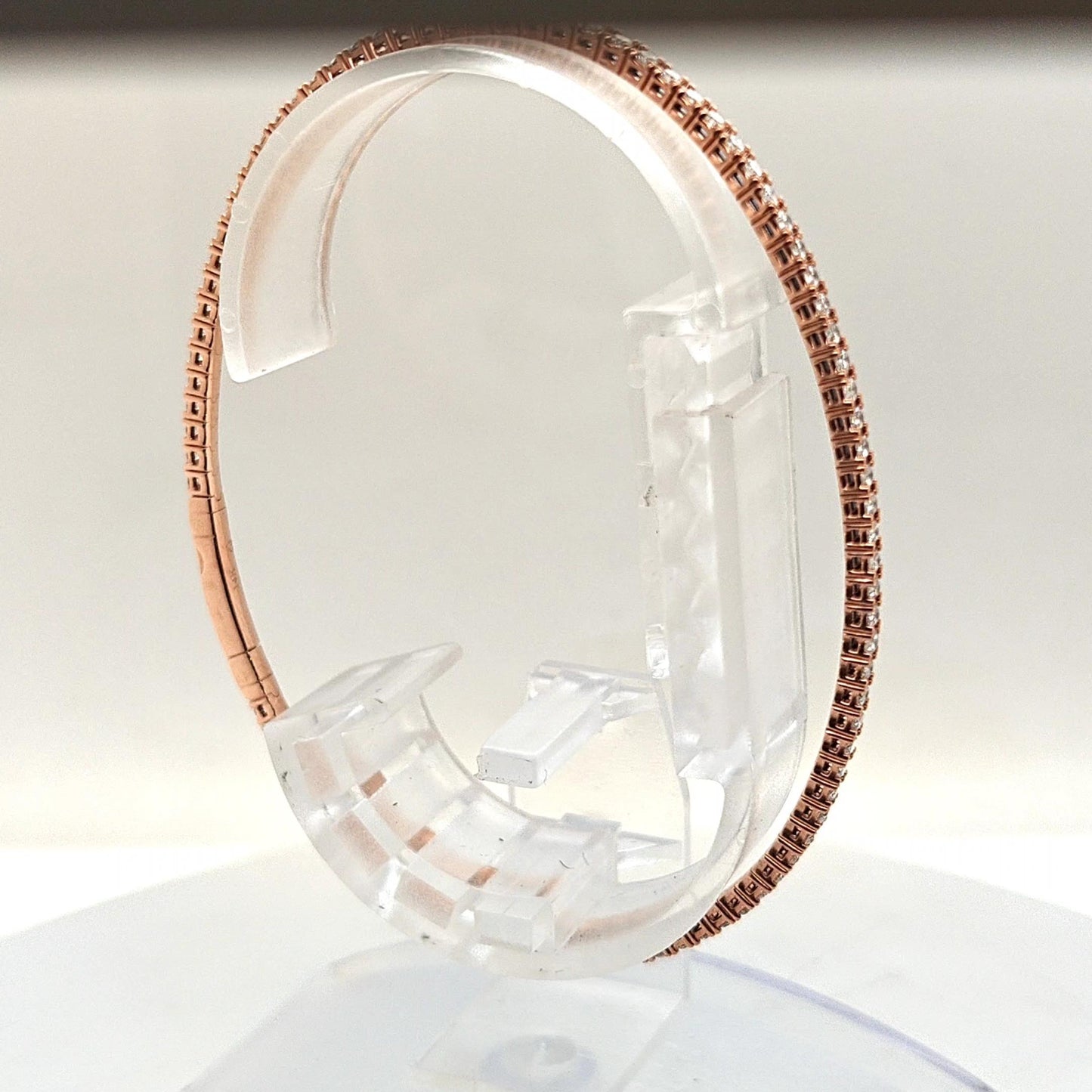 DIAMOND BANGLE TENNIS BRACELET FLEXIBLE ROSE GOLD 2.15CT