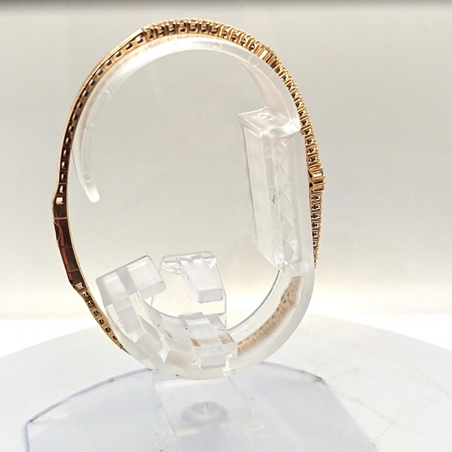 DIAMOND BANGLE BRACELET FLEXIBLE 3 CLUSTERS YELLOW GOLD 1.29CT