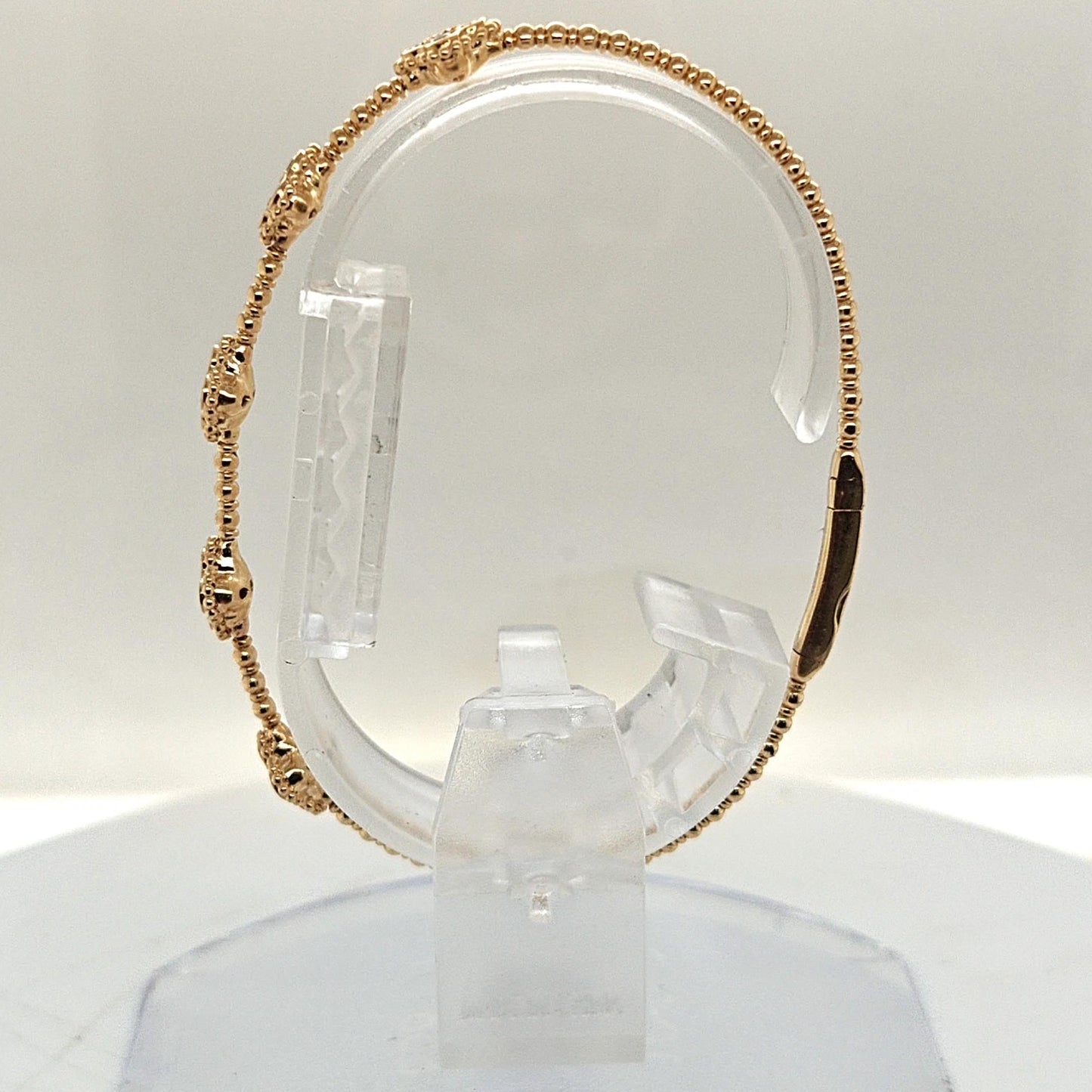 DIAMOND 5 CLUSTER BANGLE BRACELET FLEXIBLE YELLOW GOLD 1.05CT