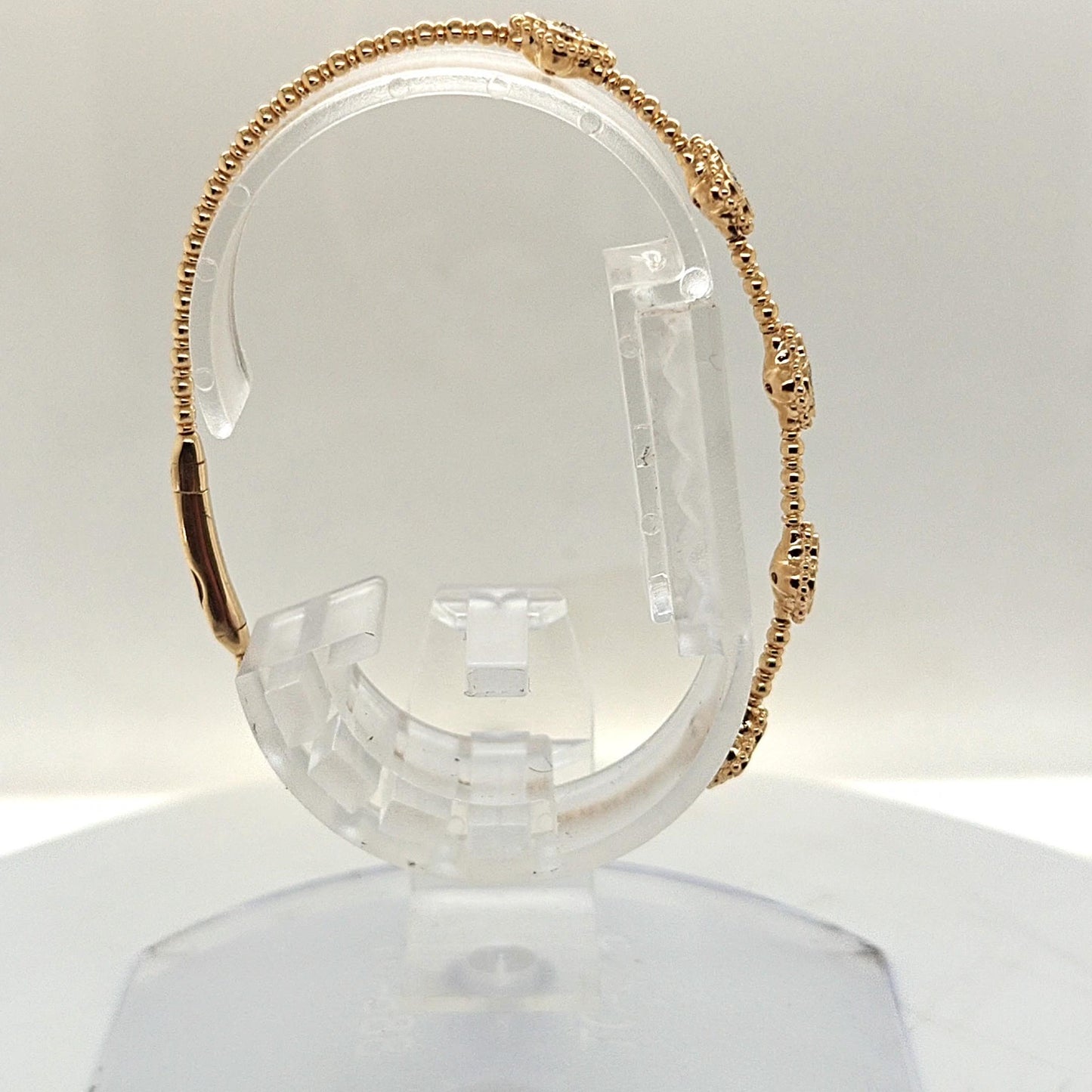 DIAMOND 5 CLUSTER BANGLE BRACELET FLEXIBLE YELLOW GOLD 1.05CT