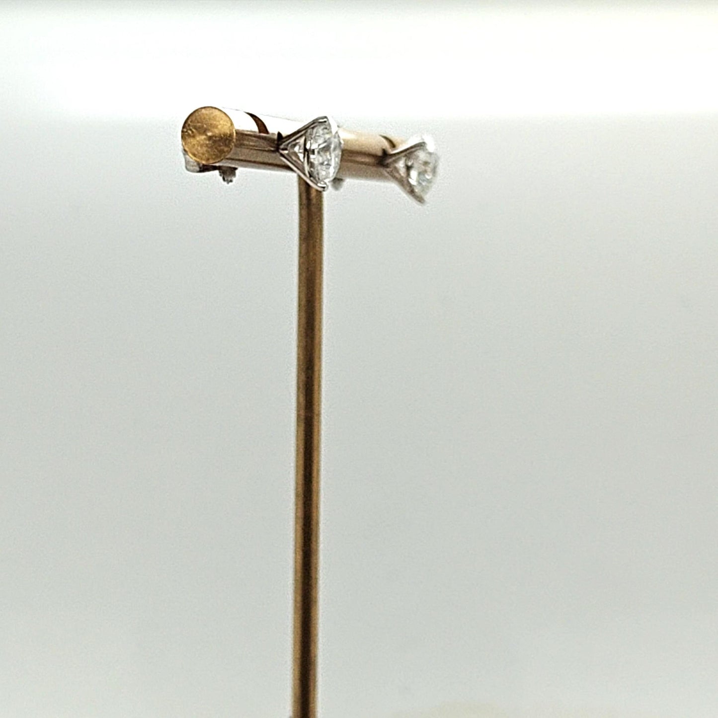 DIAMOND STUD EARRINGS 2.00CT GIA D-SI2 WHITE GOLD MARTINI SET