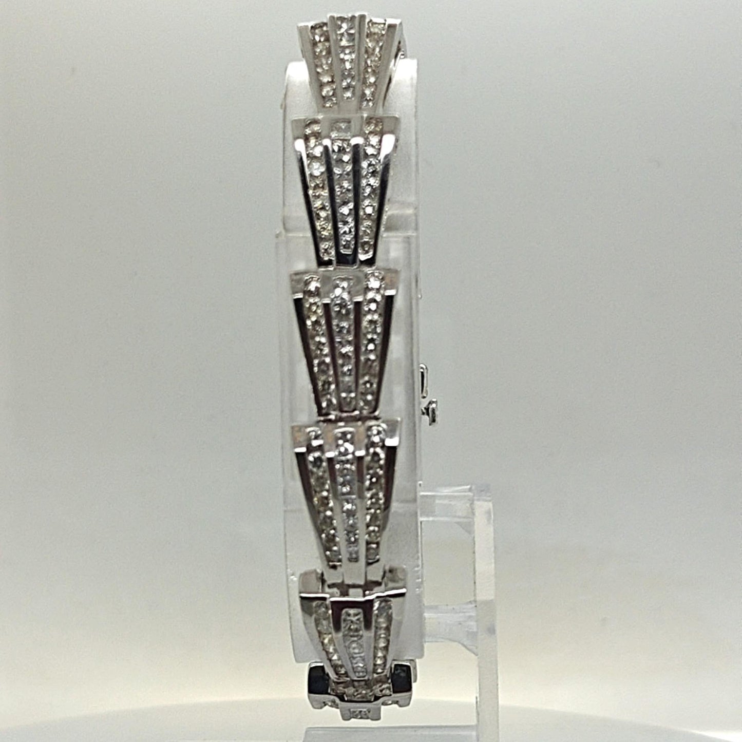 DIAMOND BRACELET 10.14CT CHANNEL SET ROUND AND PRINCESS CUT WHITE GOLD