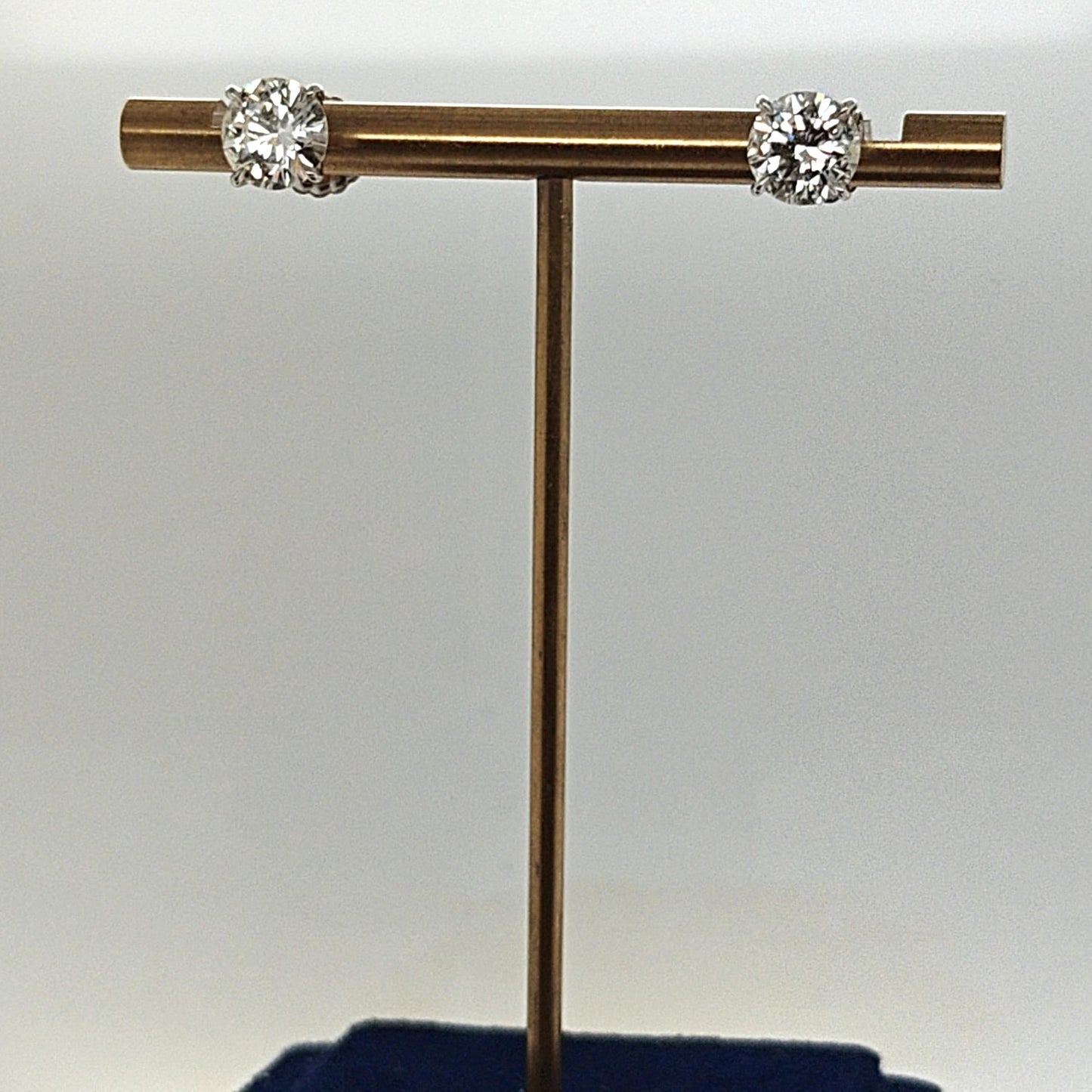 DIAMOND STUD EARRINGS 2.80CT MARTINI SET HANDMADE PLATINUM