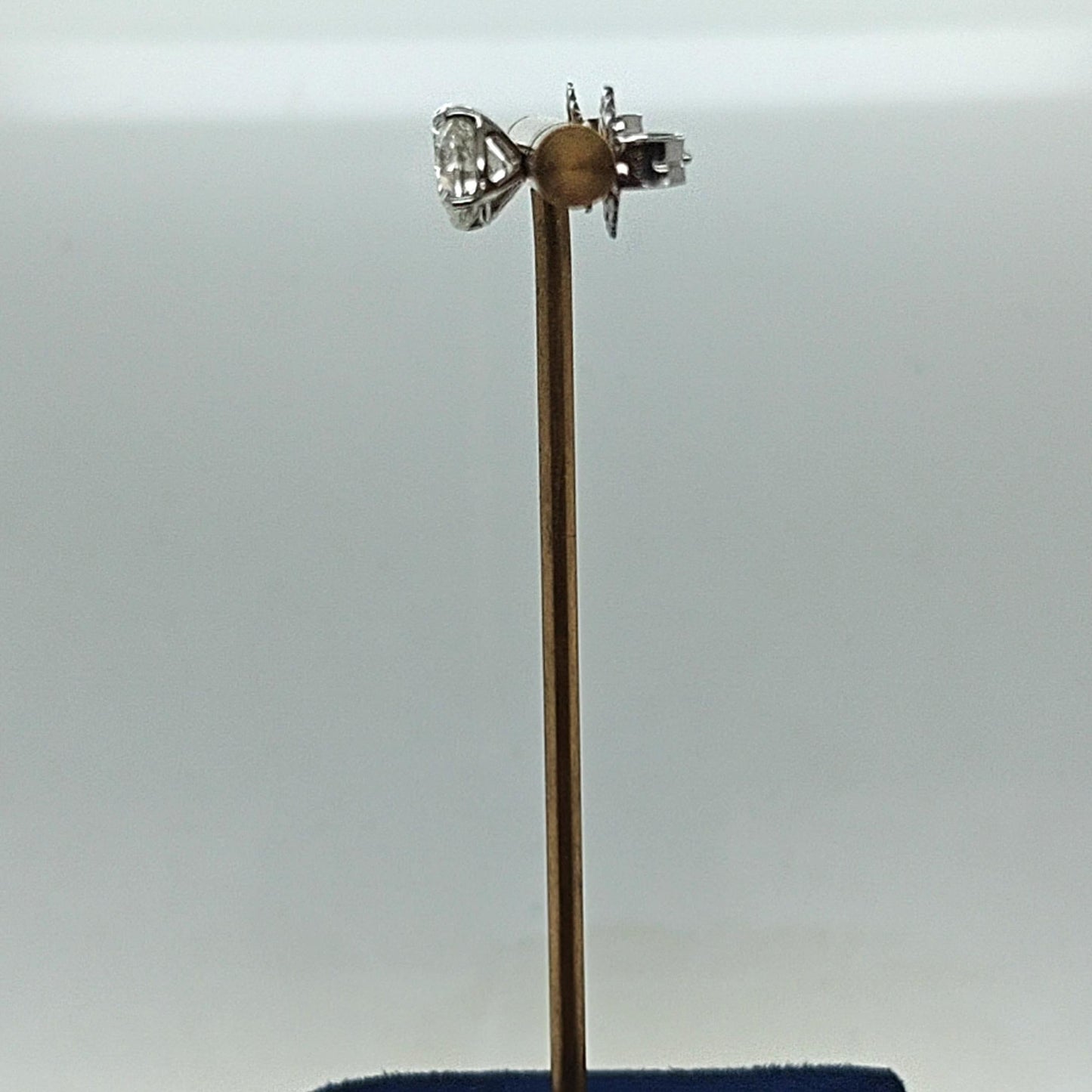DIAMOND STUD EARRINGS 3.02CT MARTINI SET HANDMADE PLATINUM