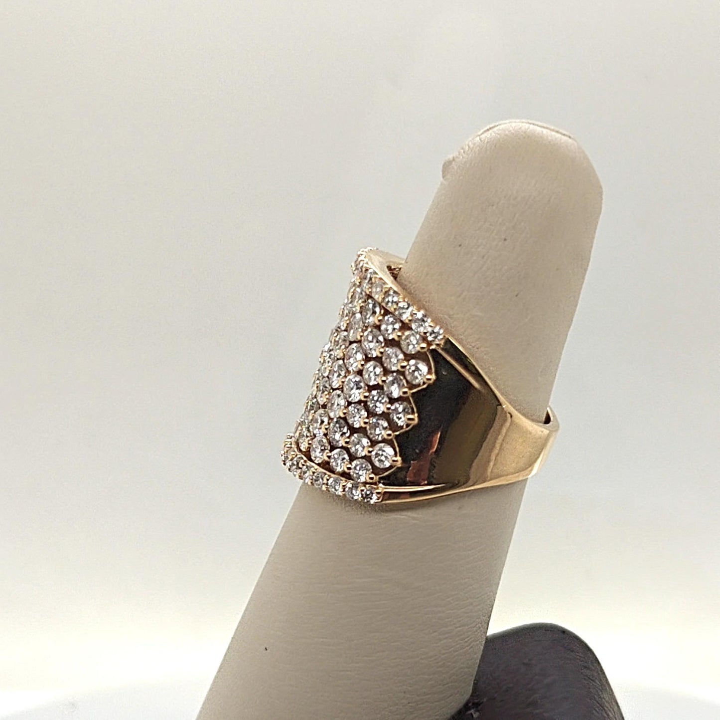 DIAMOND BAND RING 2.73CT WIDE YELLOW GOLD