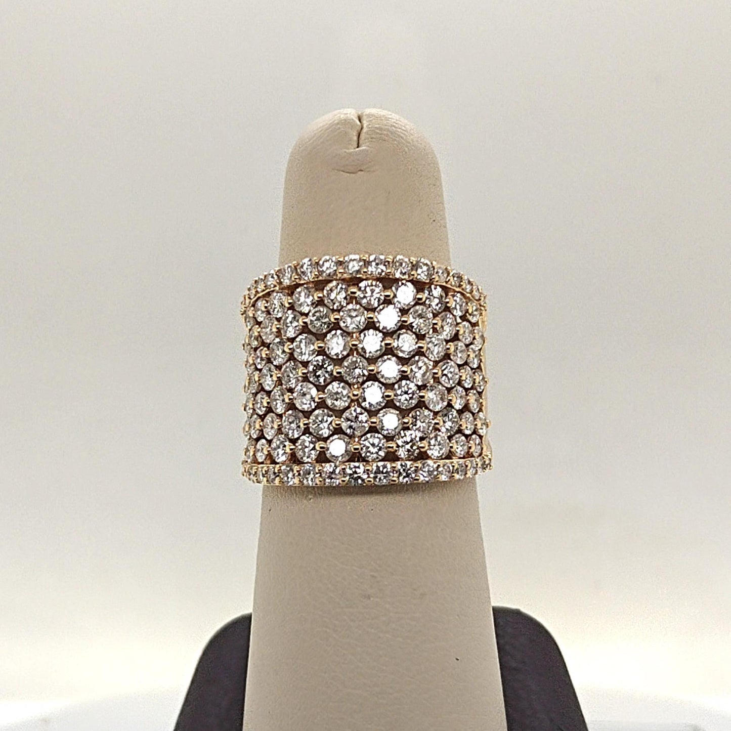 DIAMOND BAND RING 2.73CT WIDE YELLOW GOLD