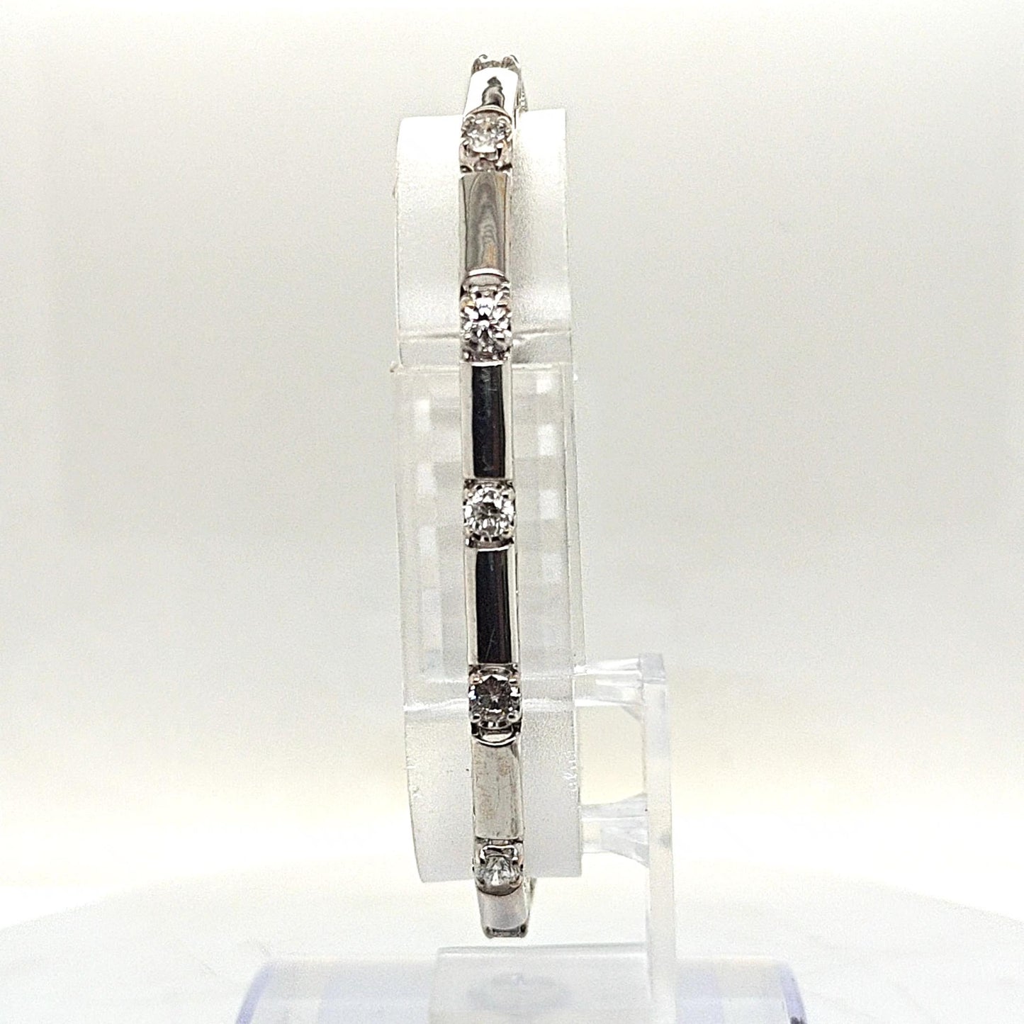 DIAMOND BRACELET FLAT BAR LINKS 2.65CT WHITE GOLD