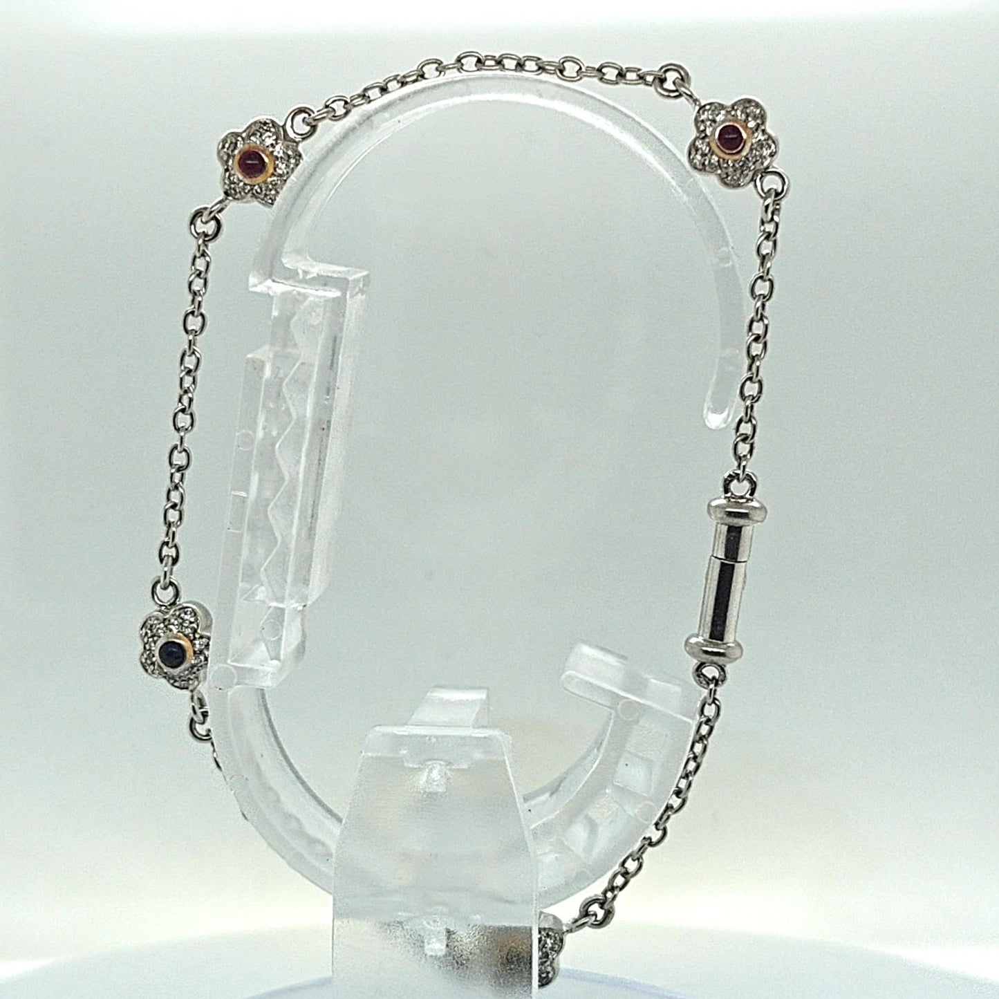 DIAMOND 4 BALL BRACELET GEMSTONES WHITE GOLD