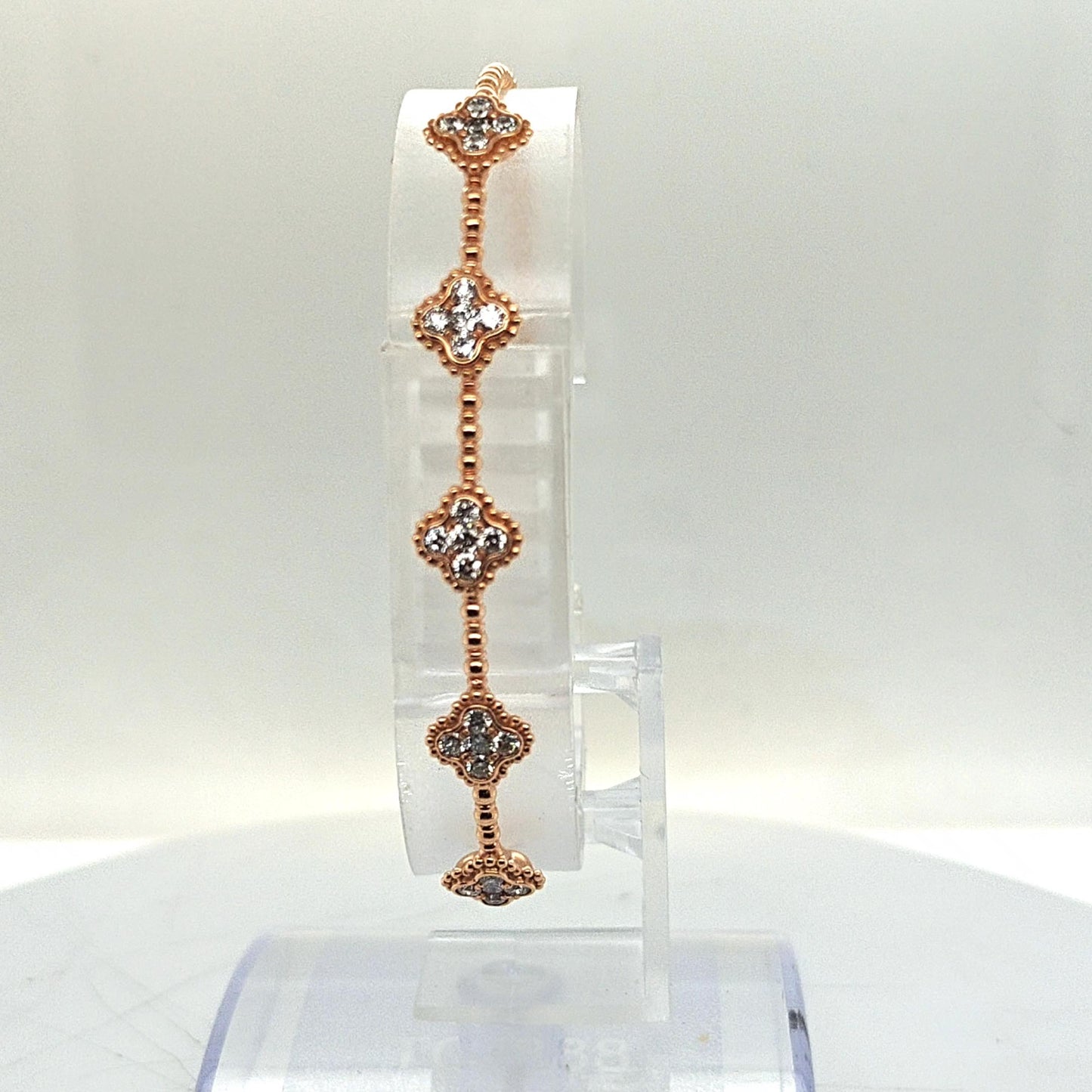 DIAMOND FLEXIBLE BANGLE 5 CLUSTERS 1.12CT ROSE GOLD