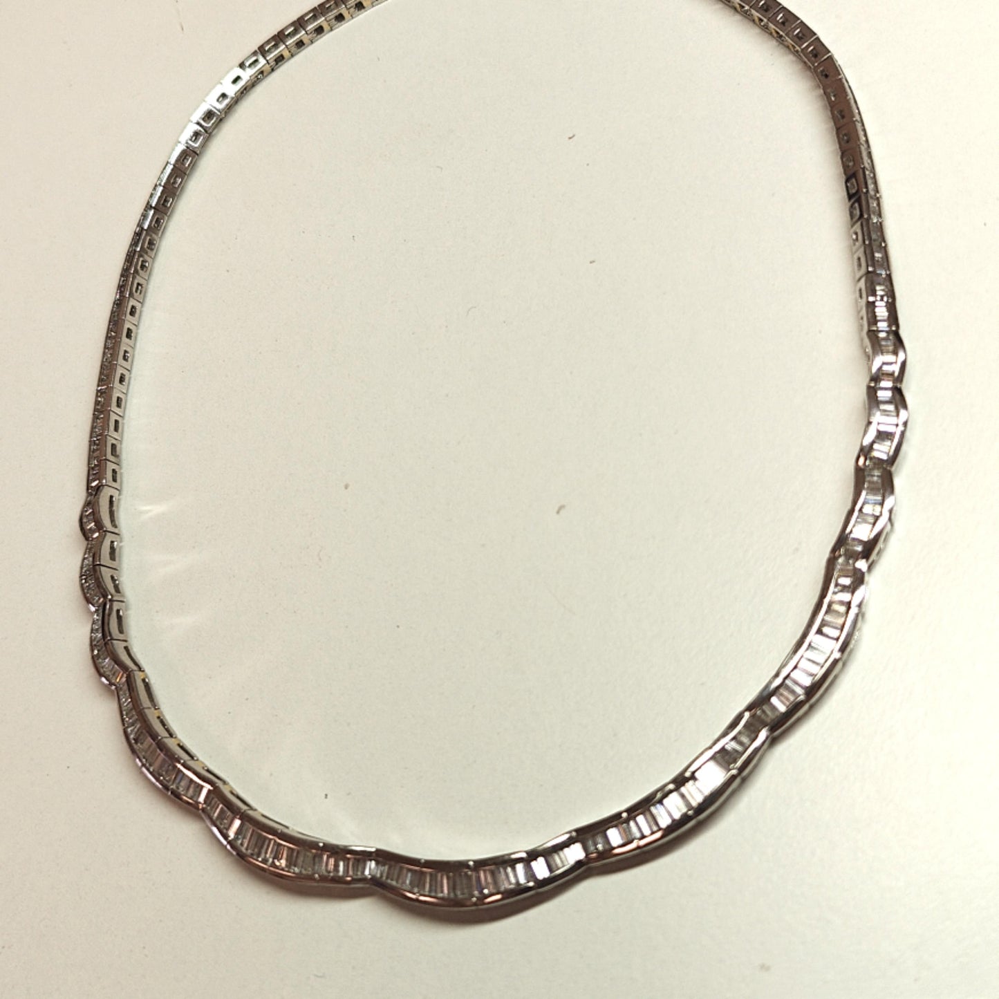 DIAMOND NECKLACE HANDMADE 12.33CT BAGUETTES PLATINUM