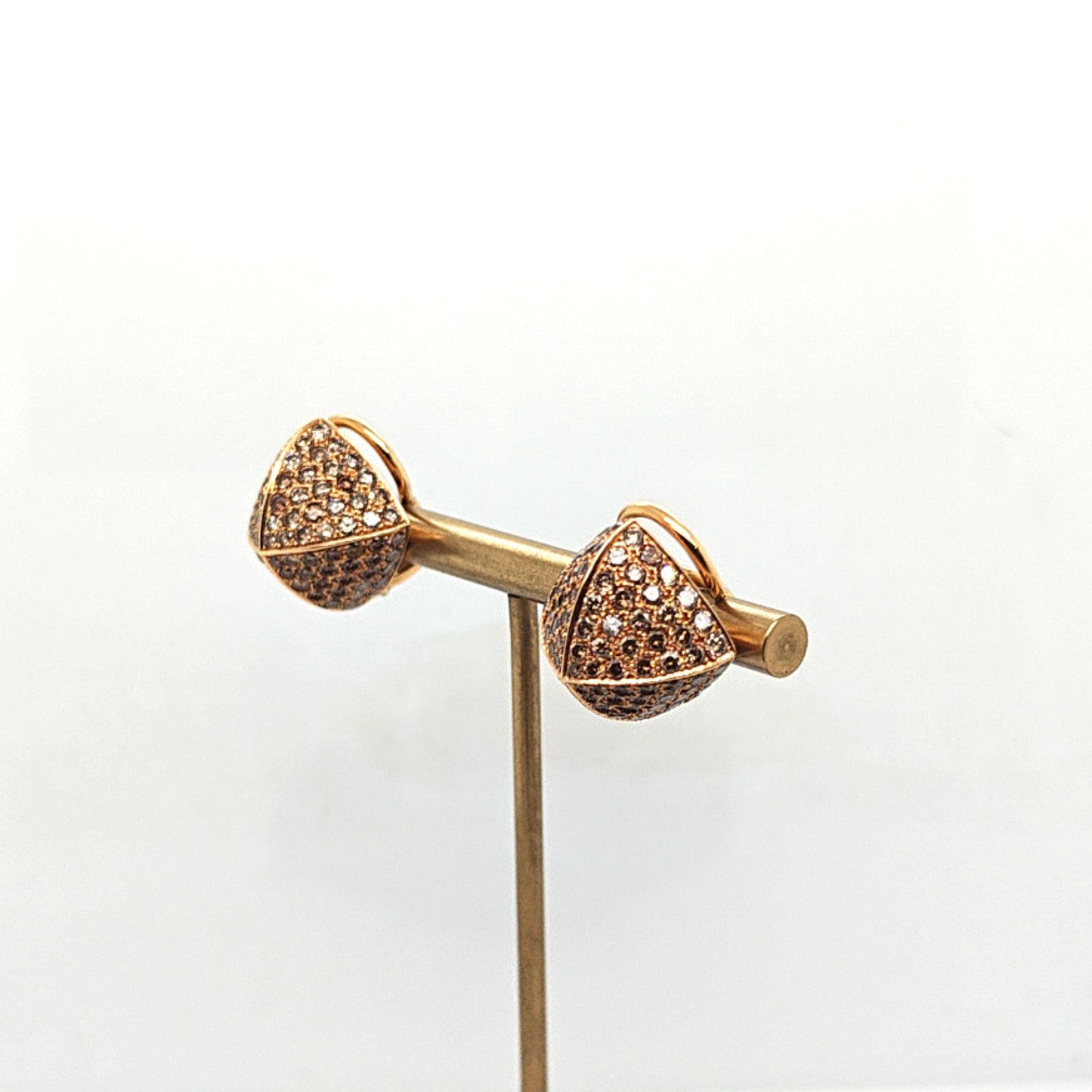 CHAMPAGNE DIAMOND EARRINGS 3.25CT PYRAMID ROSE GOLD