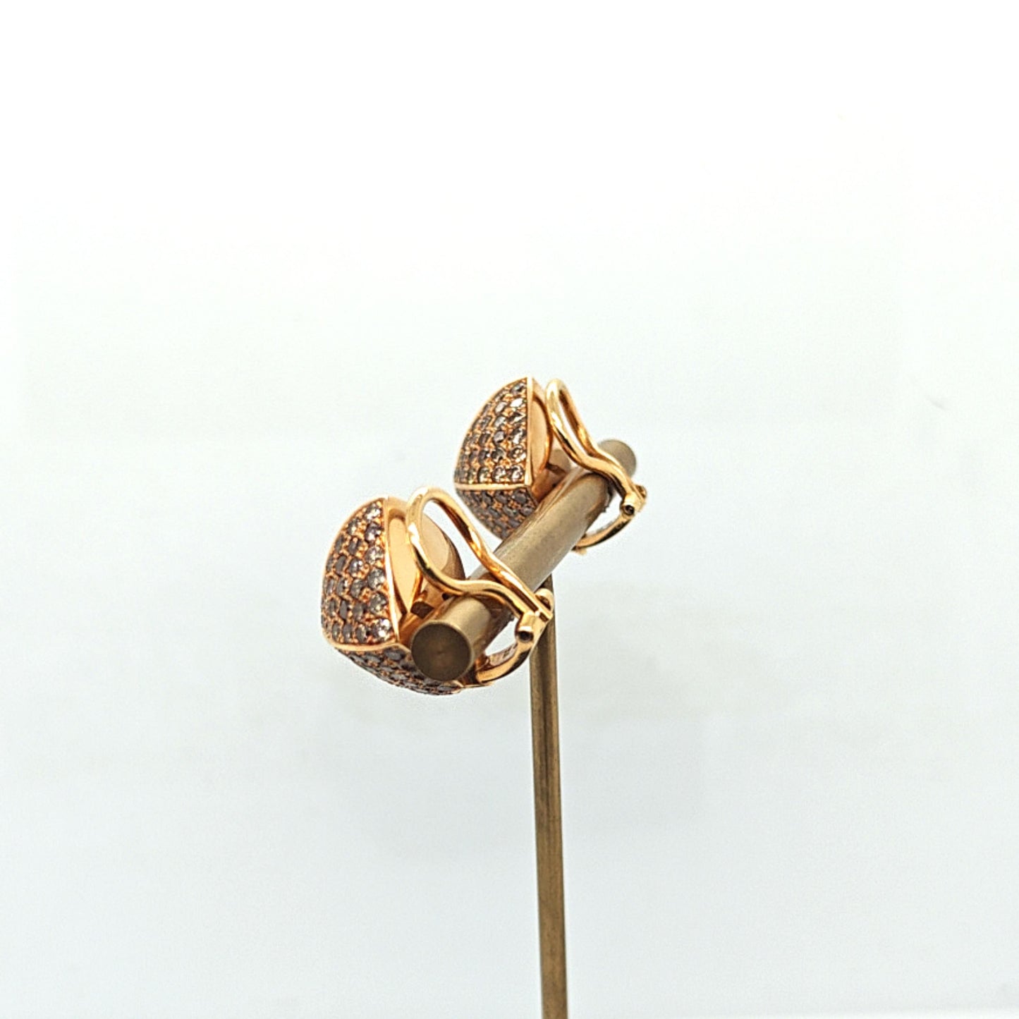 CHAMPAGNE DIAMOND EARRINGS 3.25CT PYRAMID ROSE GOLD
