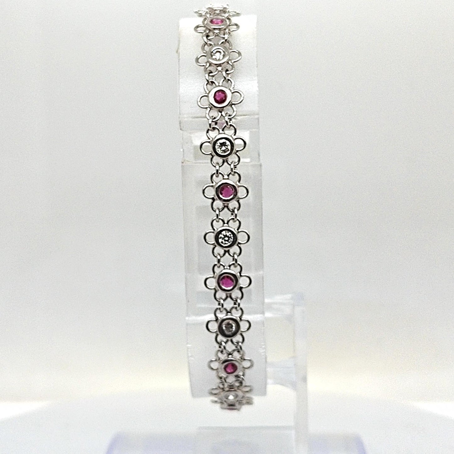 DIAMOND AND RUBY BRACELET HANDMADE PLATINUM