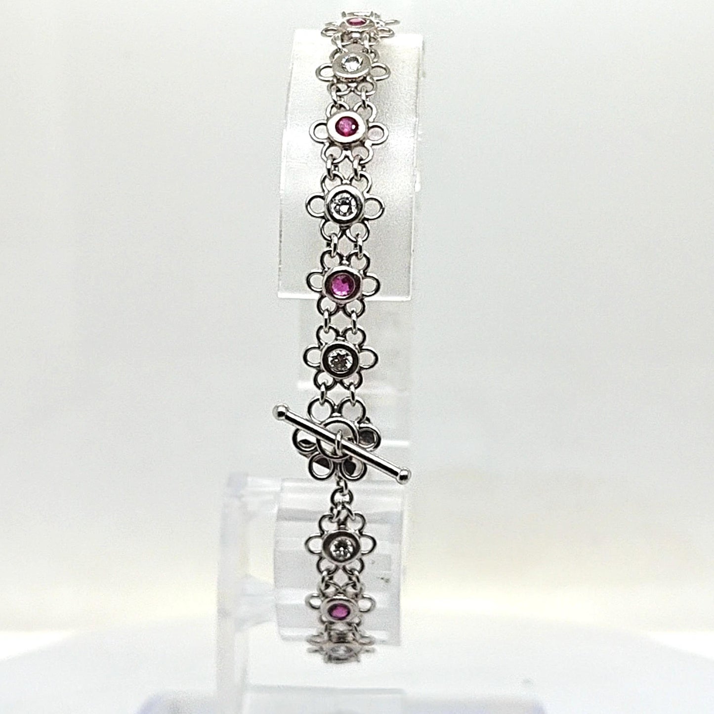 DIAMOND AND RUBY BRACELET HANDMADE PLATINUM