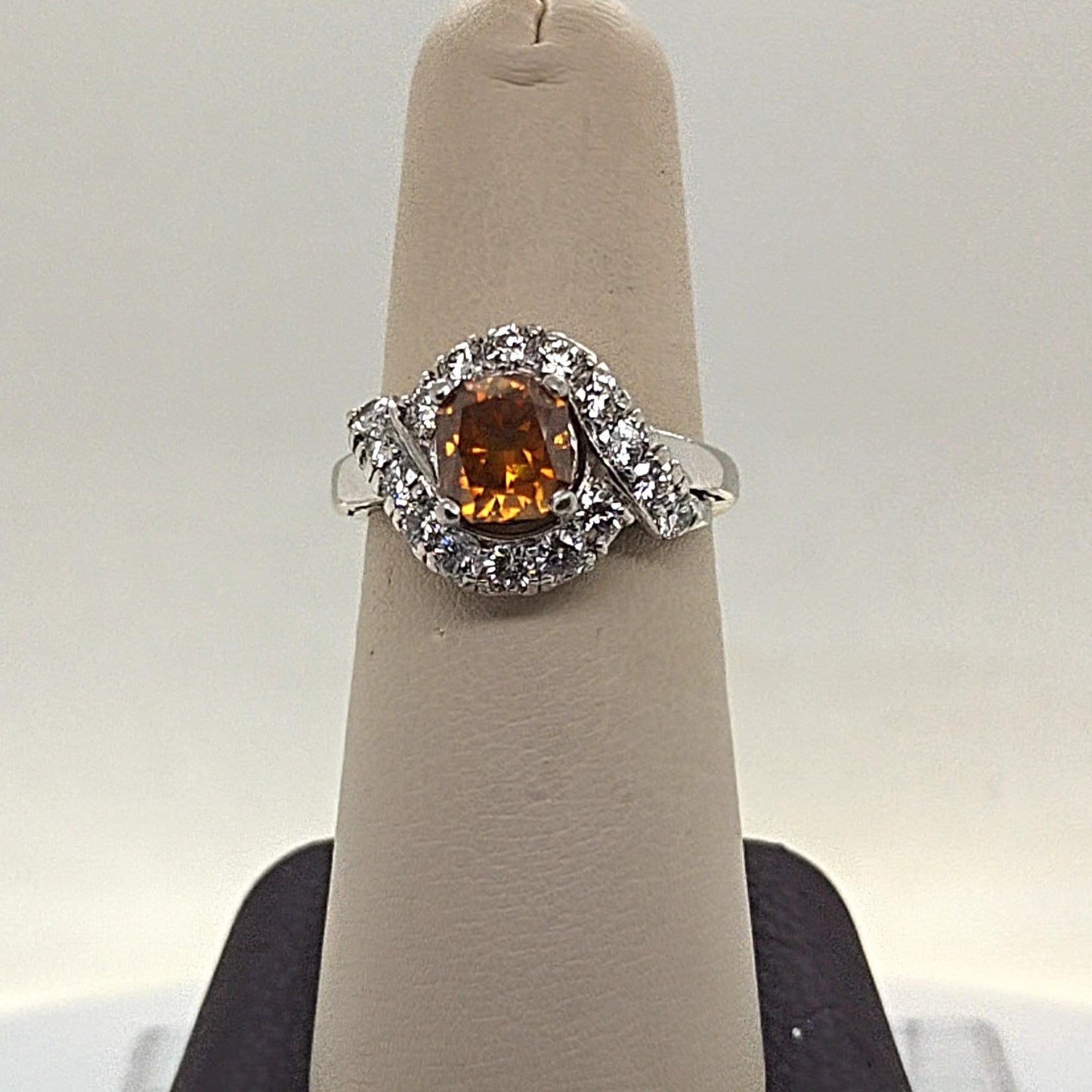 ORANGE 2.03 DIAMOND CLUSTER RING PLATINUM