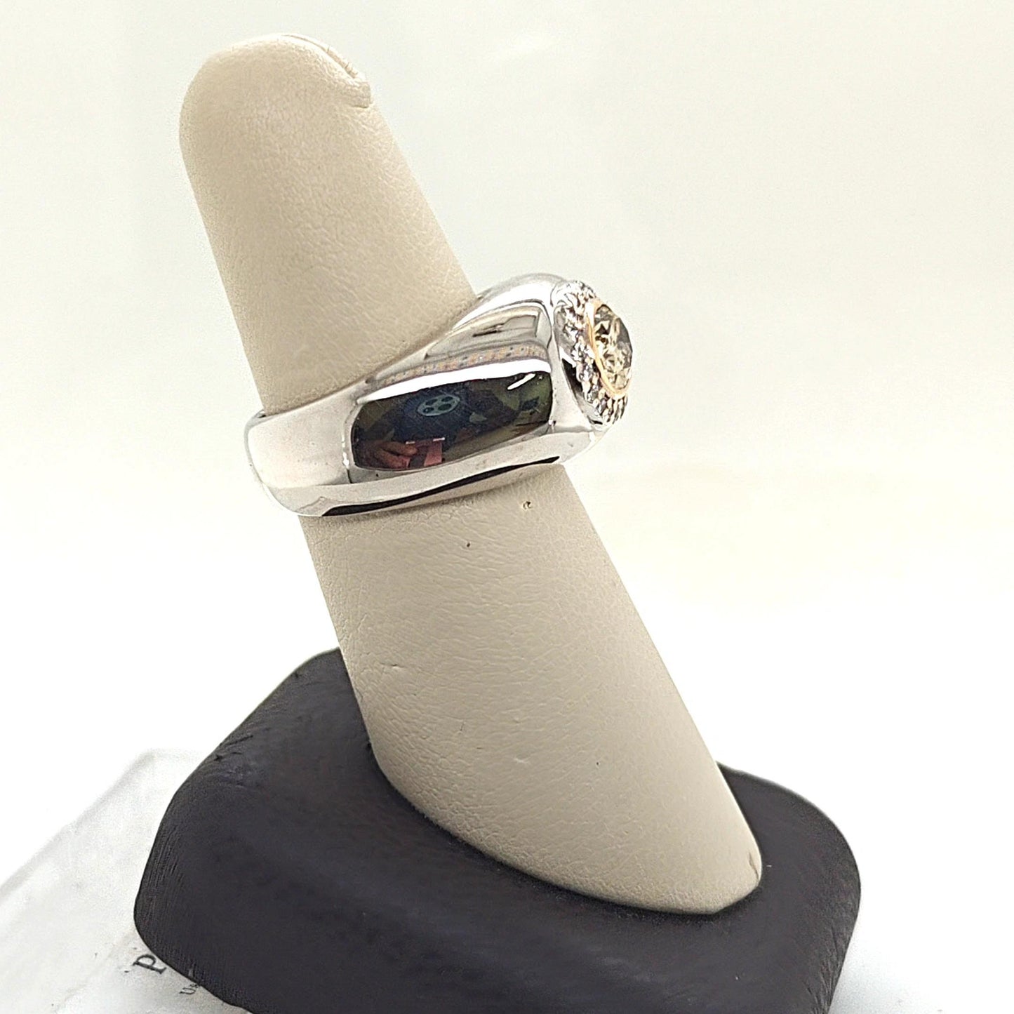 OVAL DIAMOND RING ORANGE BROWN 1.02CT WHITE GOLD