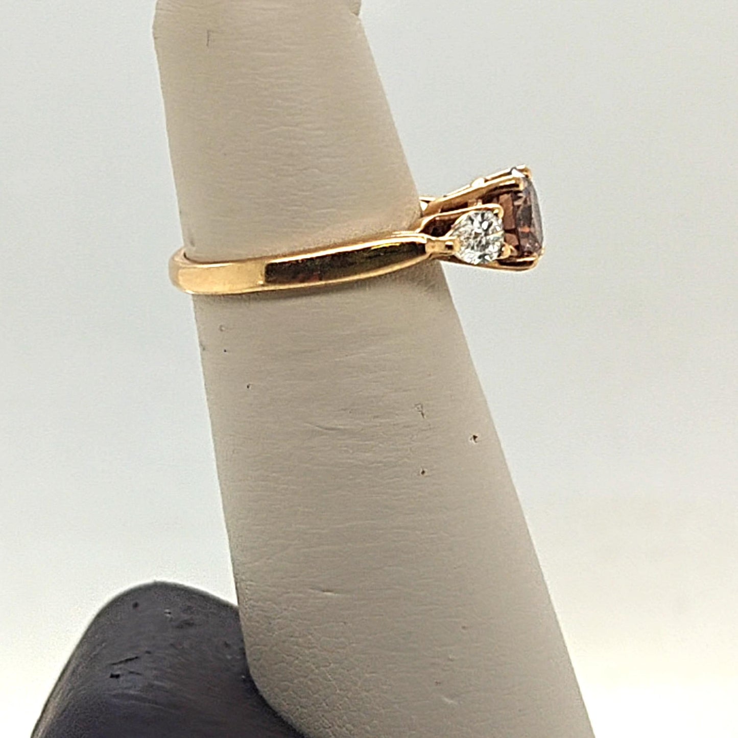 DIAMOND RING FANCY BROWN ROUND GIA 1.14CT YELLOW GOLD