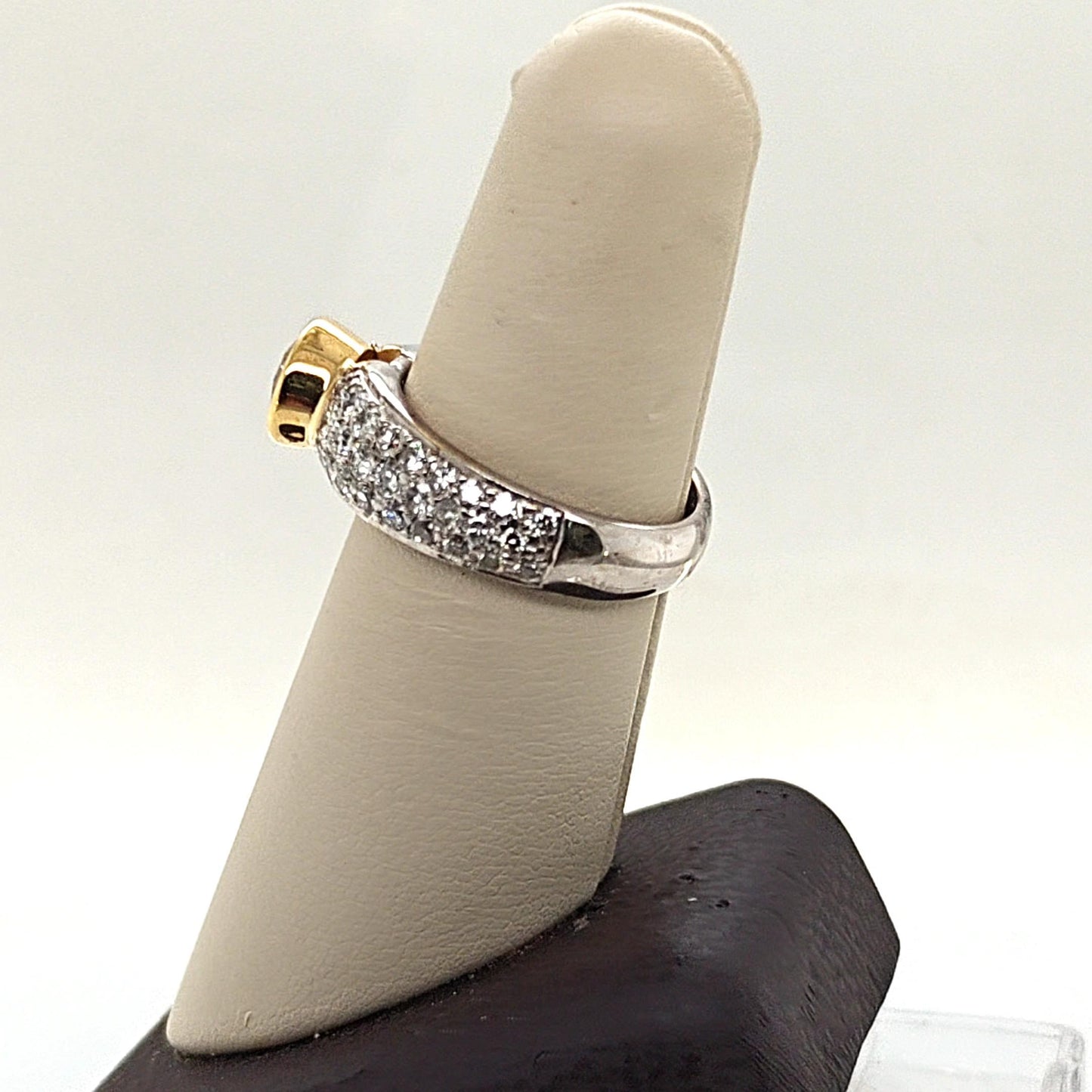 YELLOW DIAMOND 1.05CT RING WITH PAVE SIDE DIAMONDS 1.61CT TWO TONE GOLD
