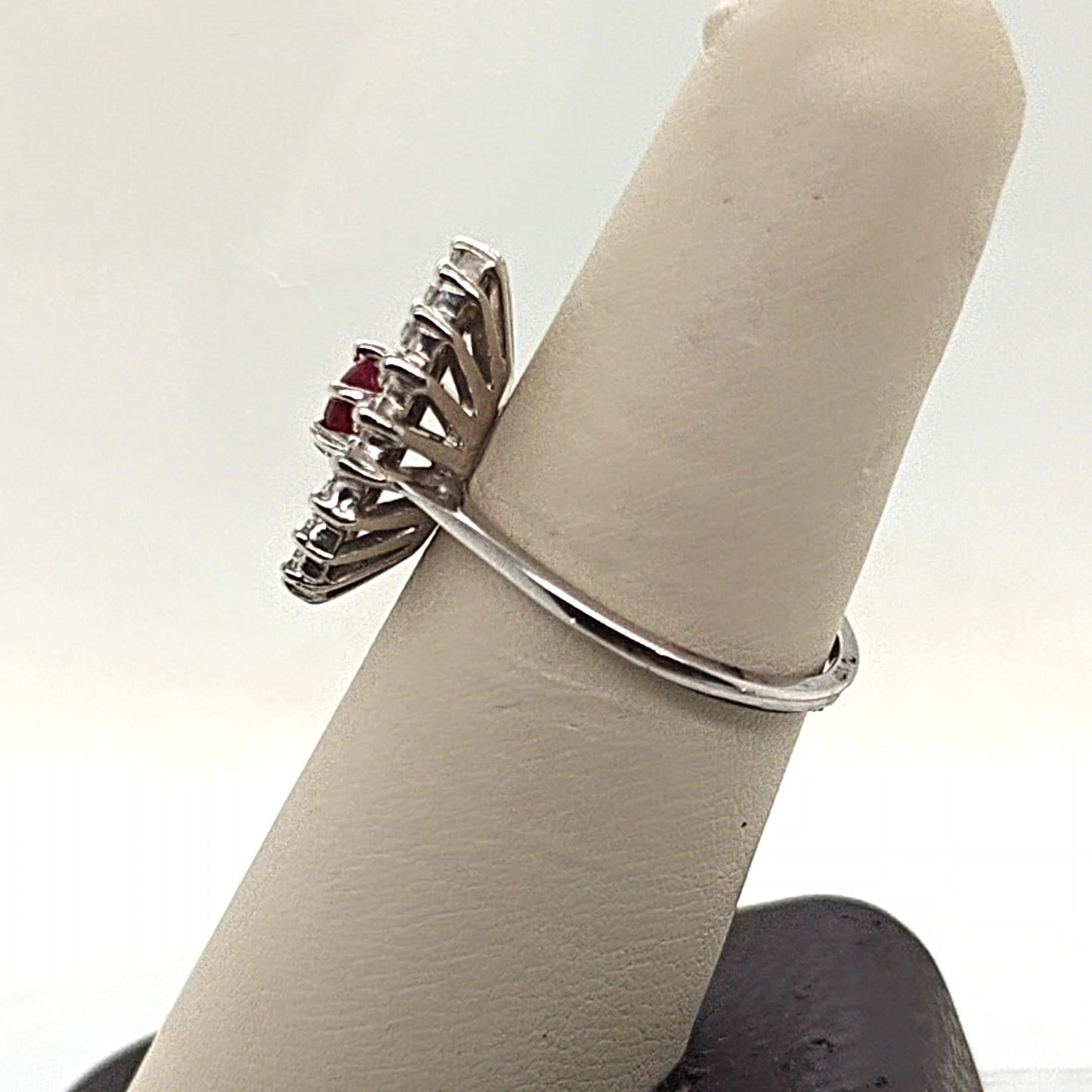 DIAMOND AND RUBY CLUSTER RING WHITE GOLD
